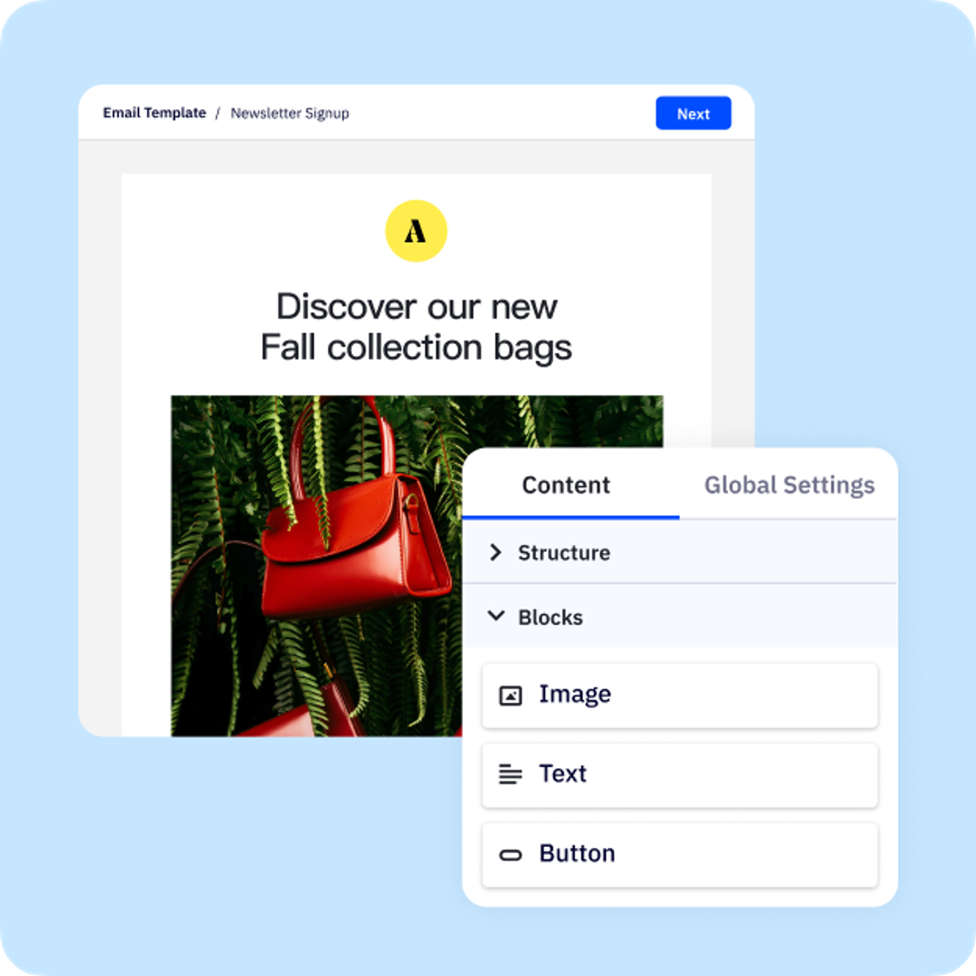 Example of creating content blocks in an email template that can be displayed or hidden depending on the recipient.