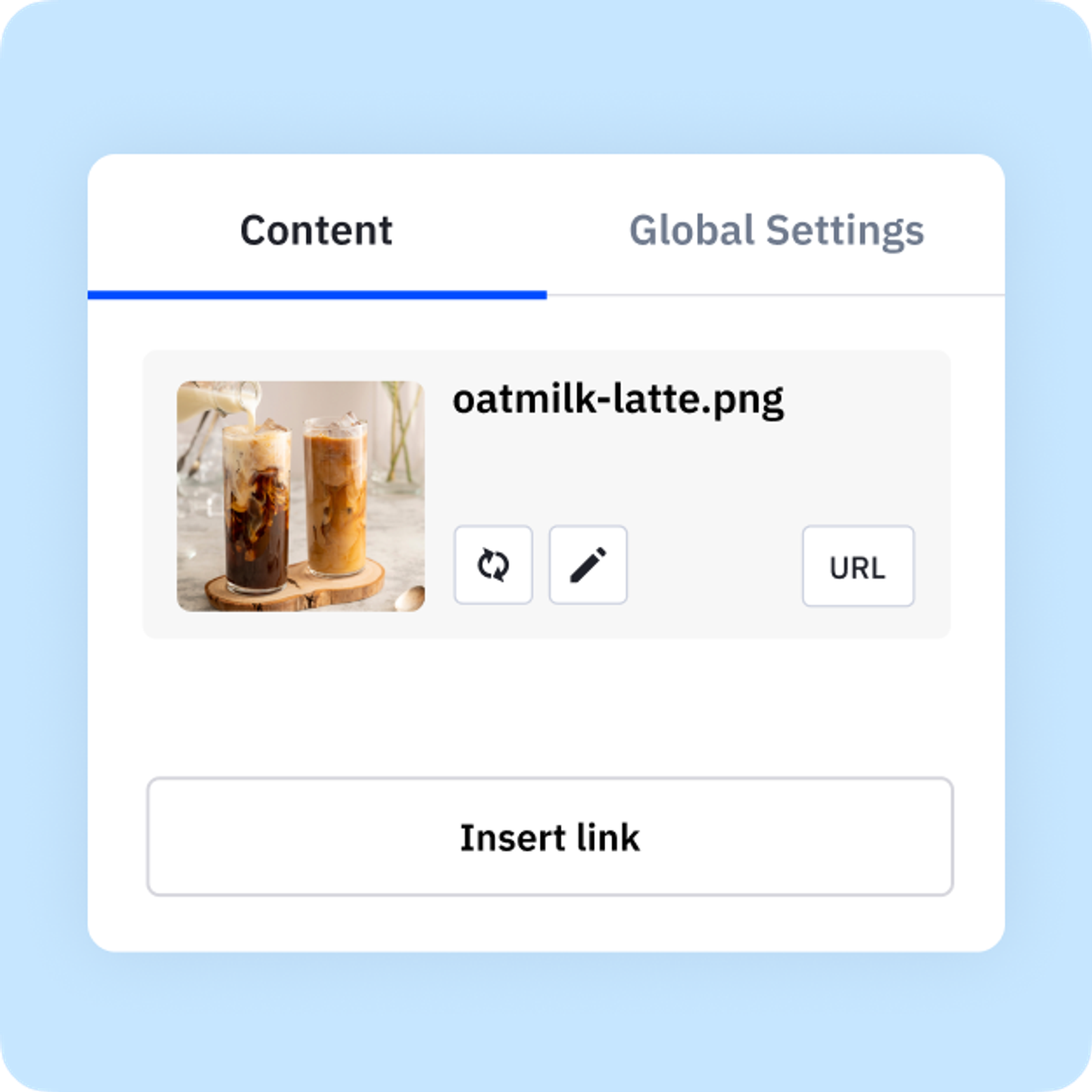 Example of an image being added as content in the ActiveCampaign dashboard.