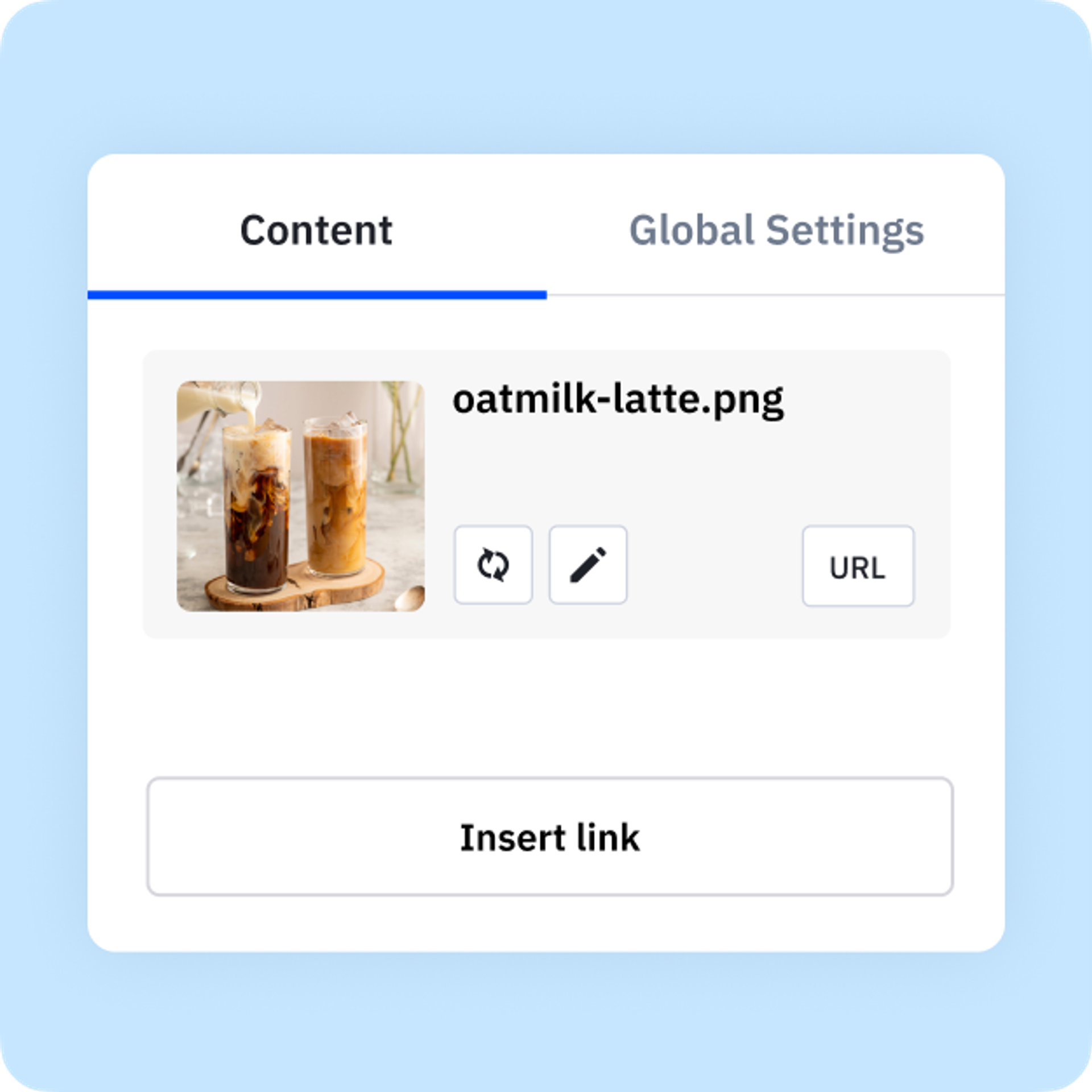 Example of an image being added as content in the ActiveCampaign dashboard.
