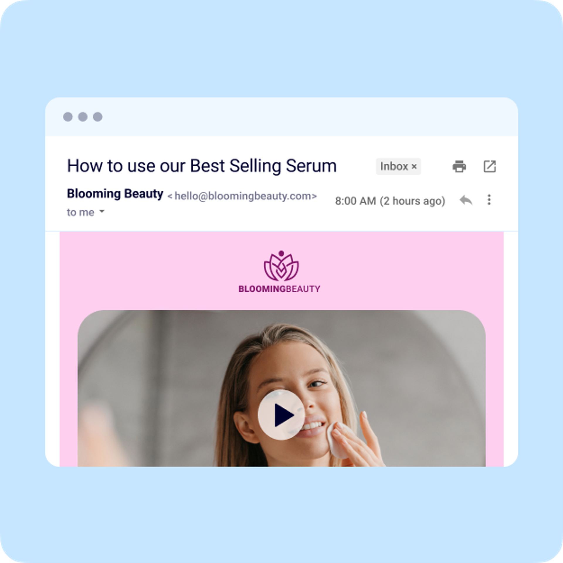 Example of a video element added to the body of an email.