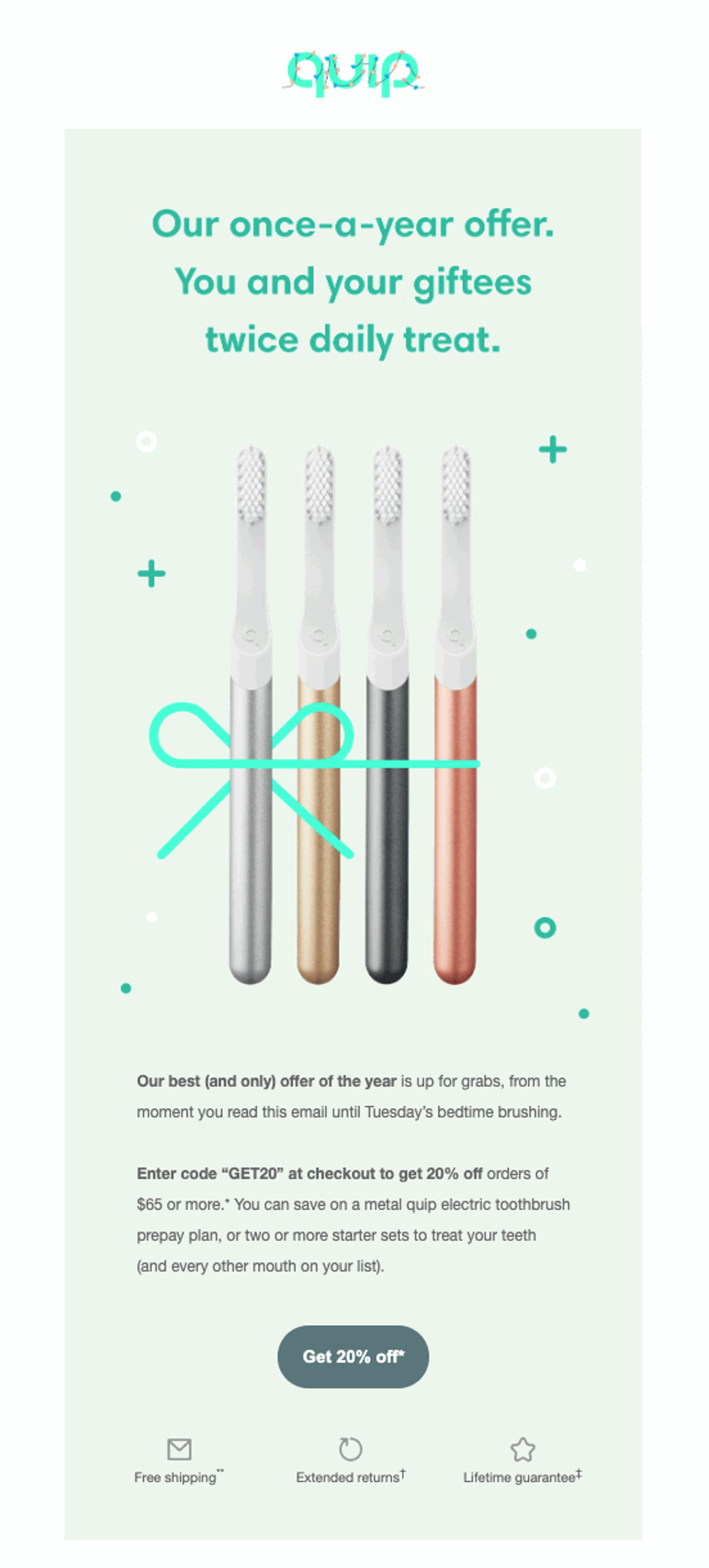 screenshot of quip black friday email