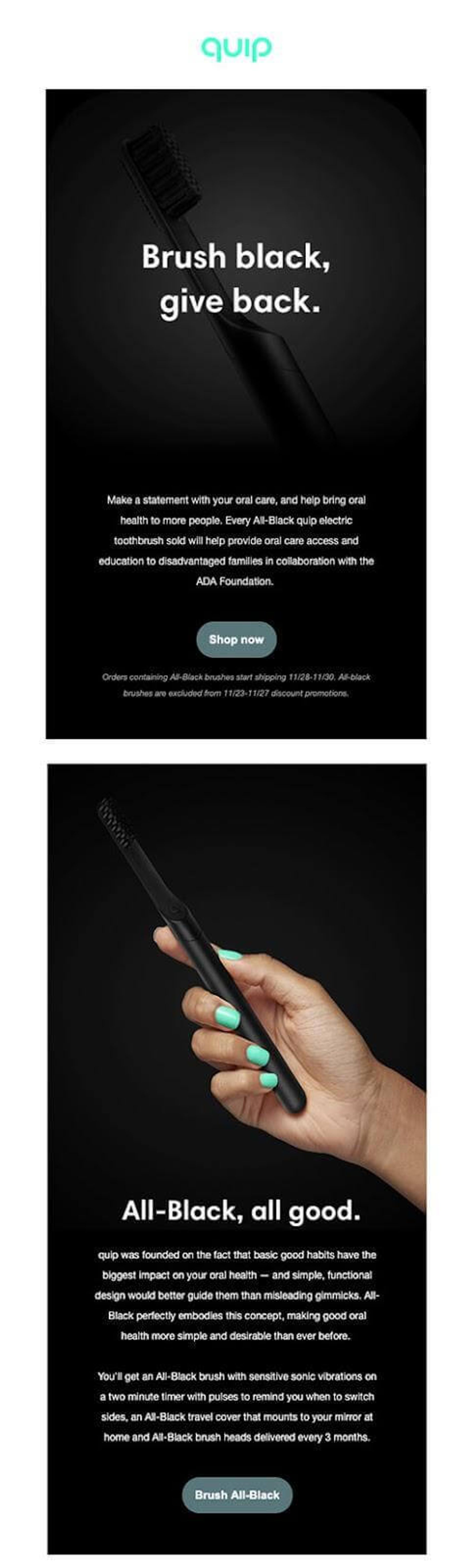 screenshot of quip black friday email