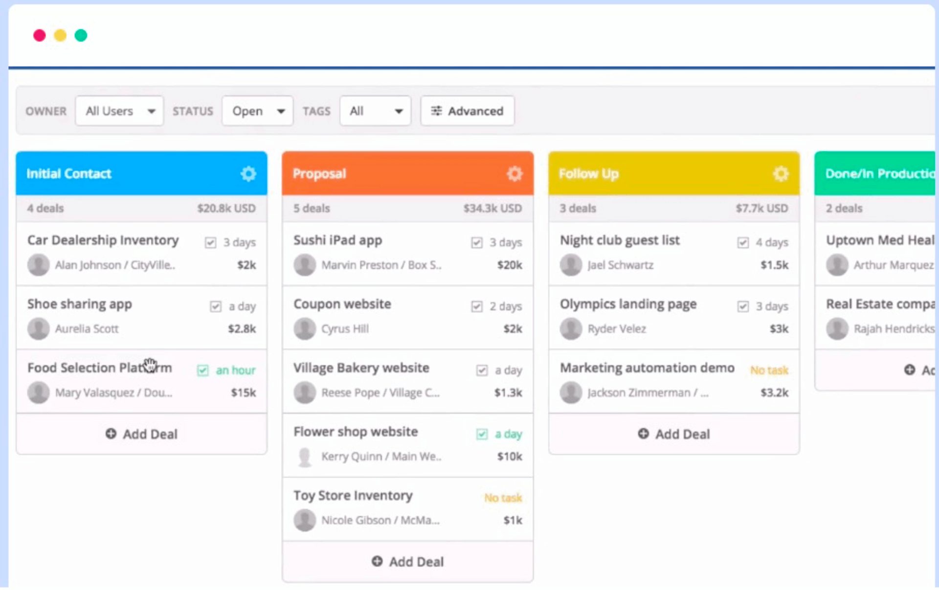 Die CRM-Verkaufspipeline von ActiveCampaign