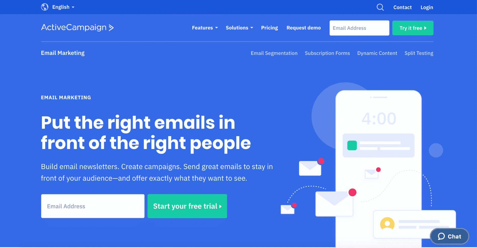 activecampaign email marketing feature page is not a good landing page