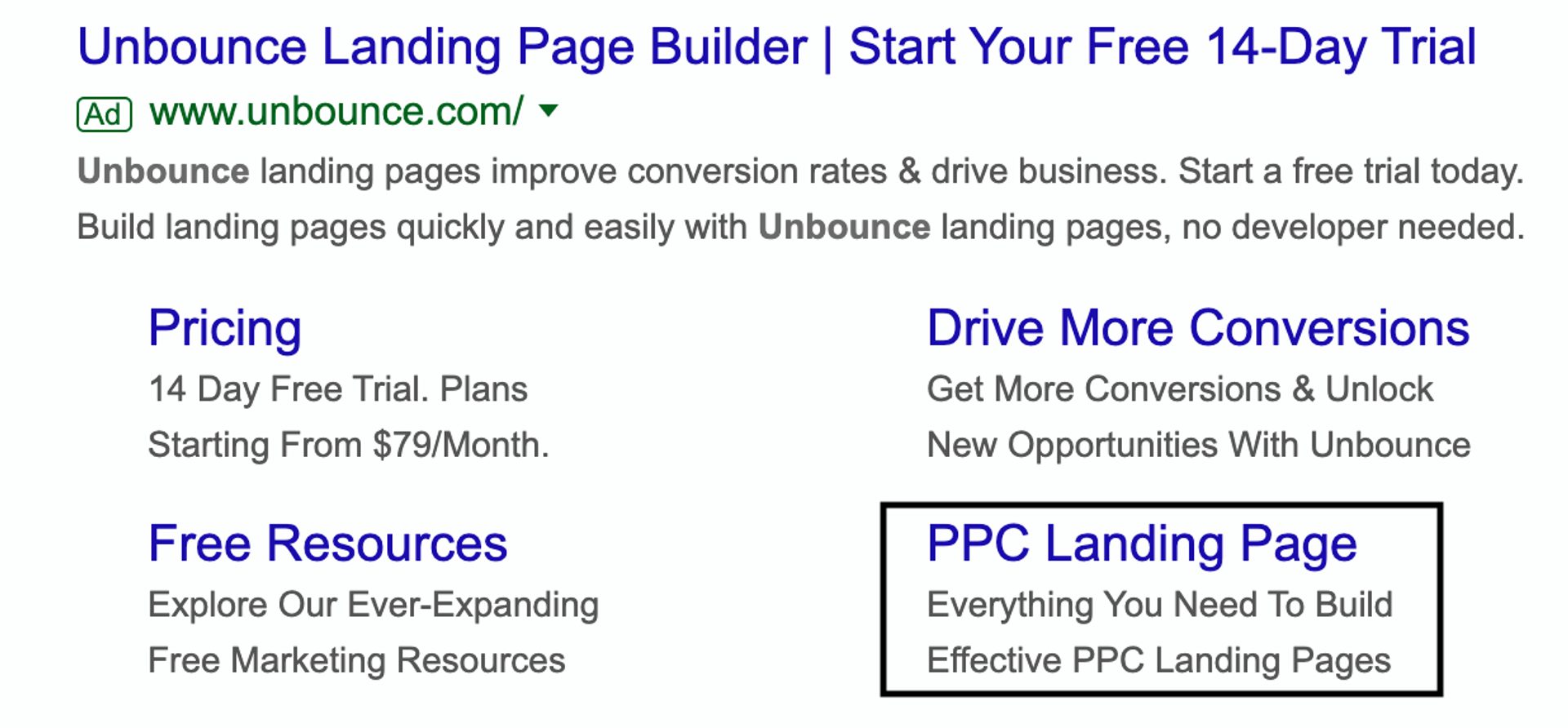 unbounced google ad for ppc landing page