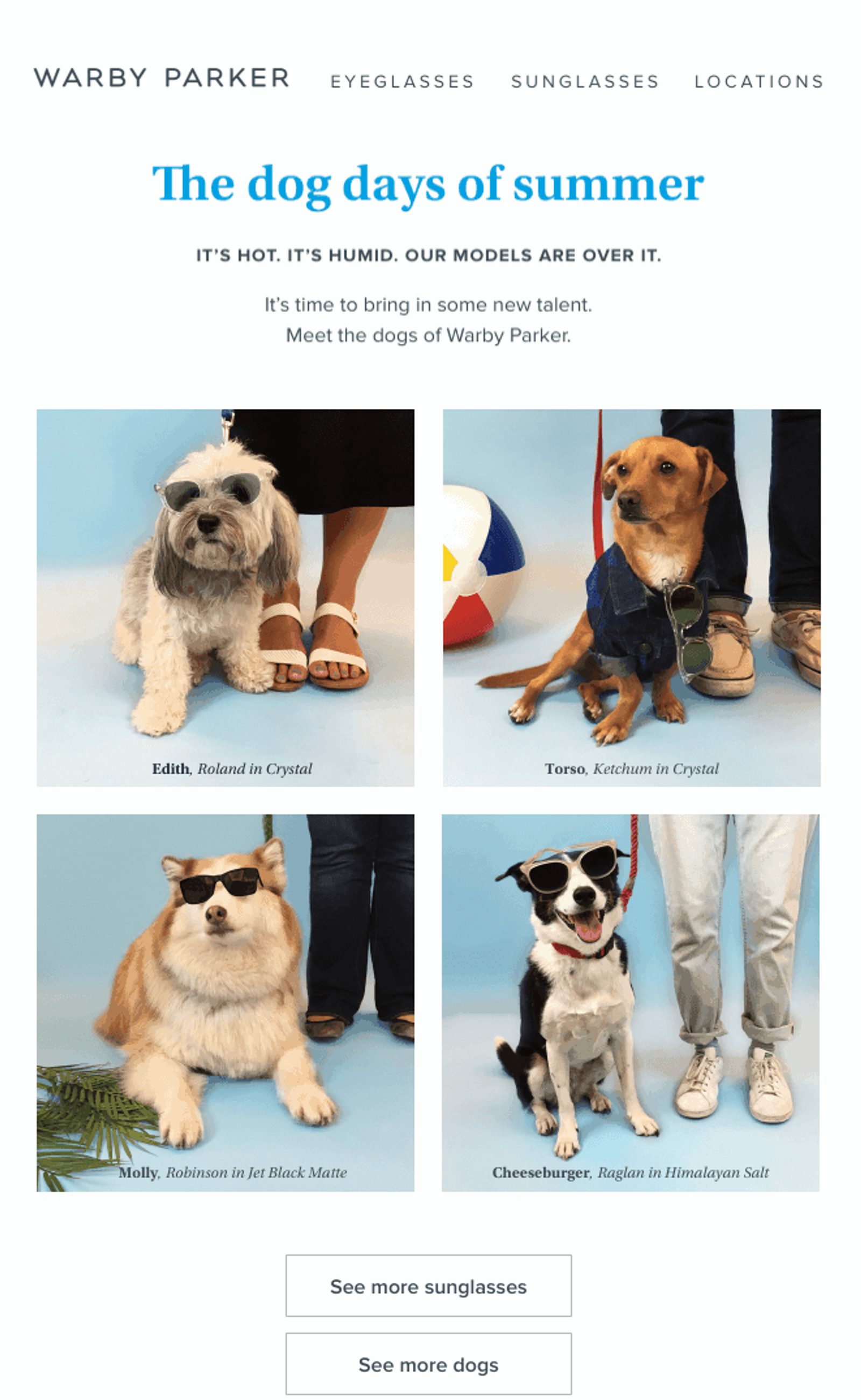 Screenshot of Warby Parker website