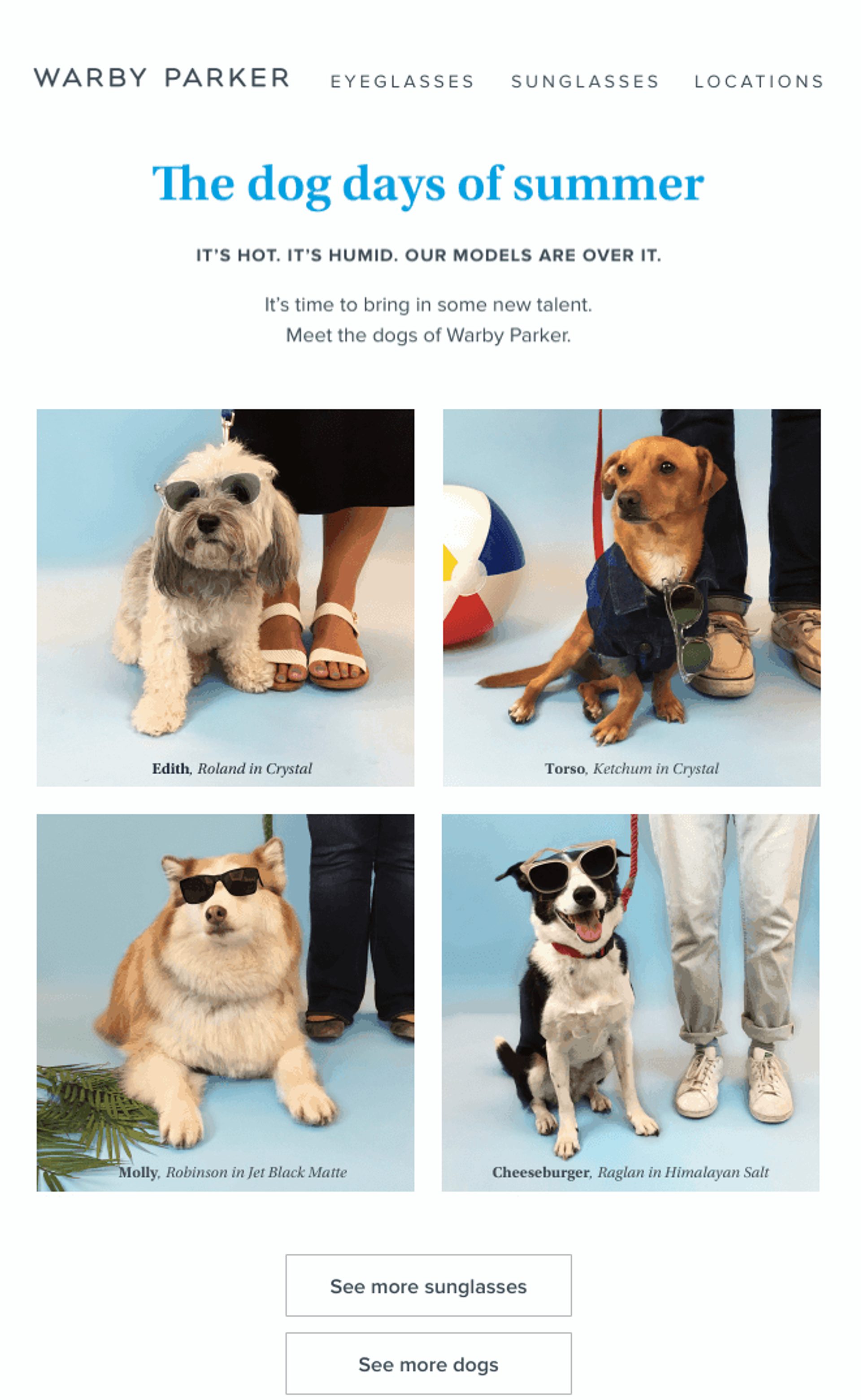 Screenshot of Warby Parker website