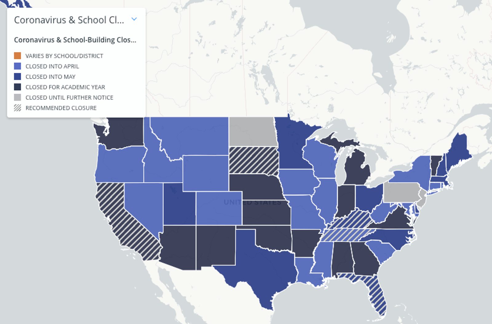 COVID-19 school closings map
