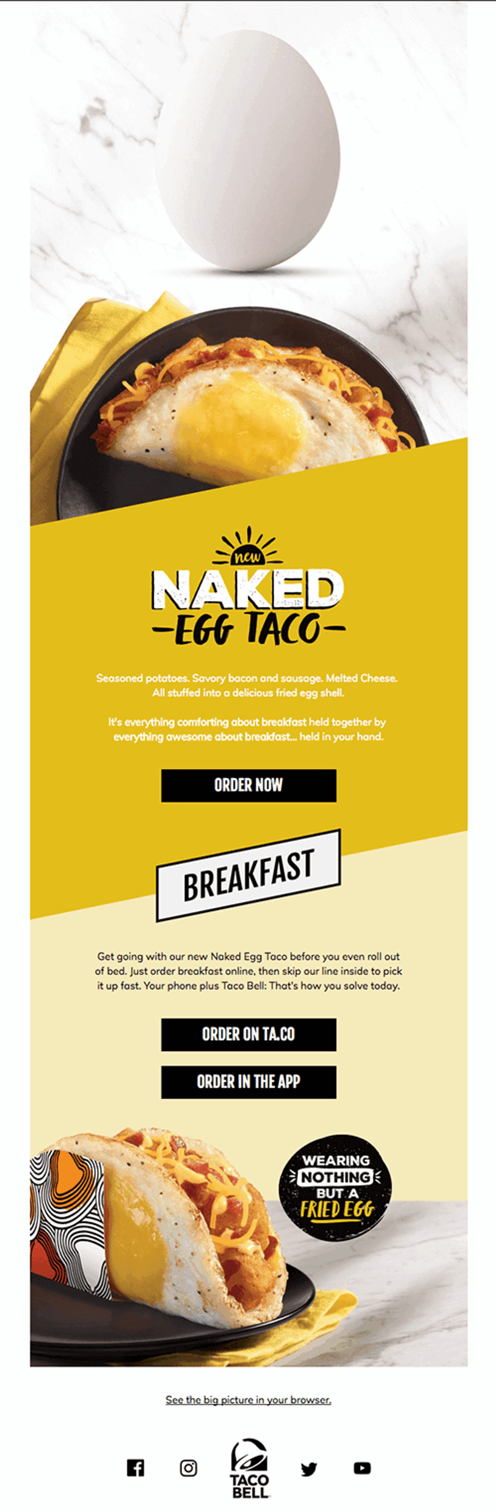 E-Mail von Taco Bell zur Einführung des Naked Egg Taco