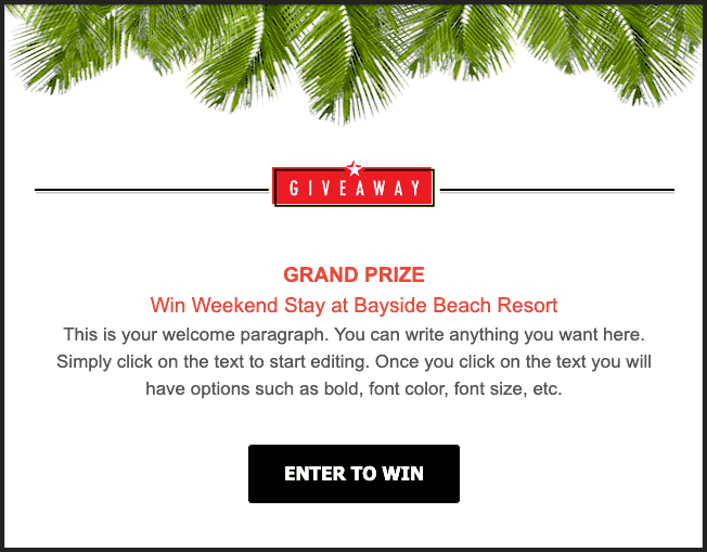 ActiveCampaign contest email newsletter design template