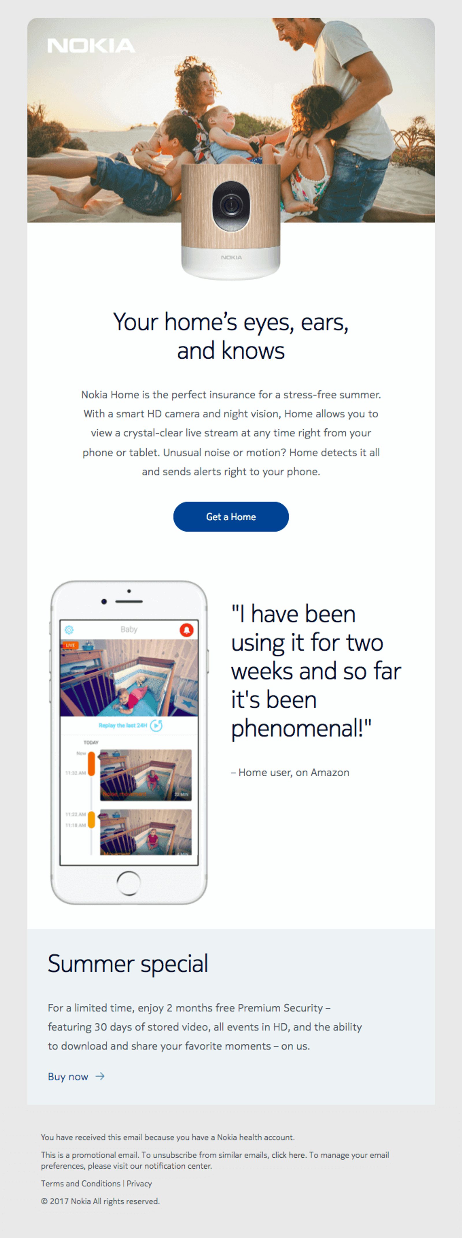 Email de lanzamiento de producto de Nokia como ejemplo de tipos de email marketing