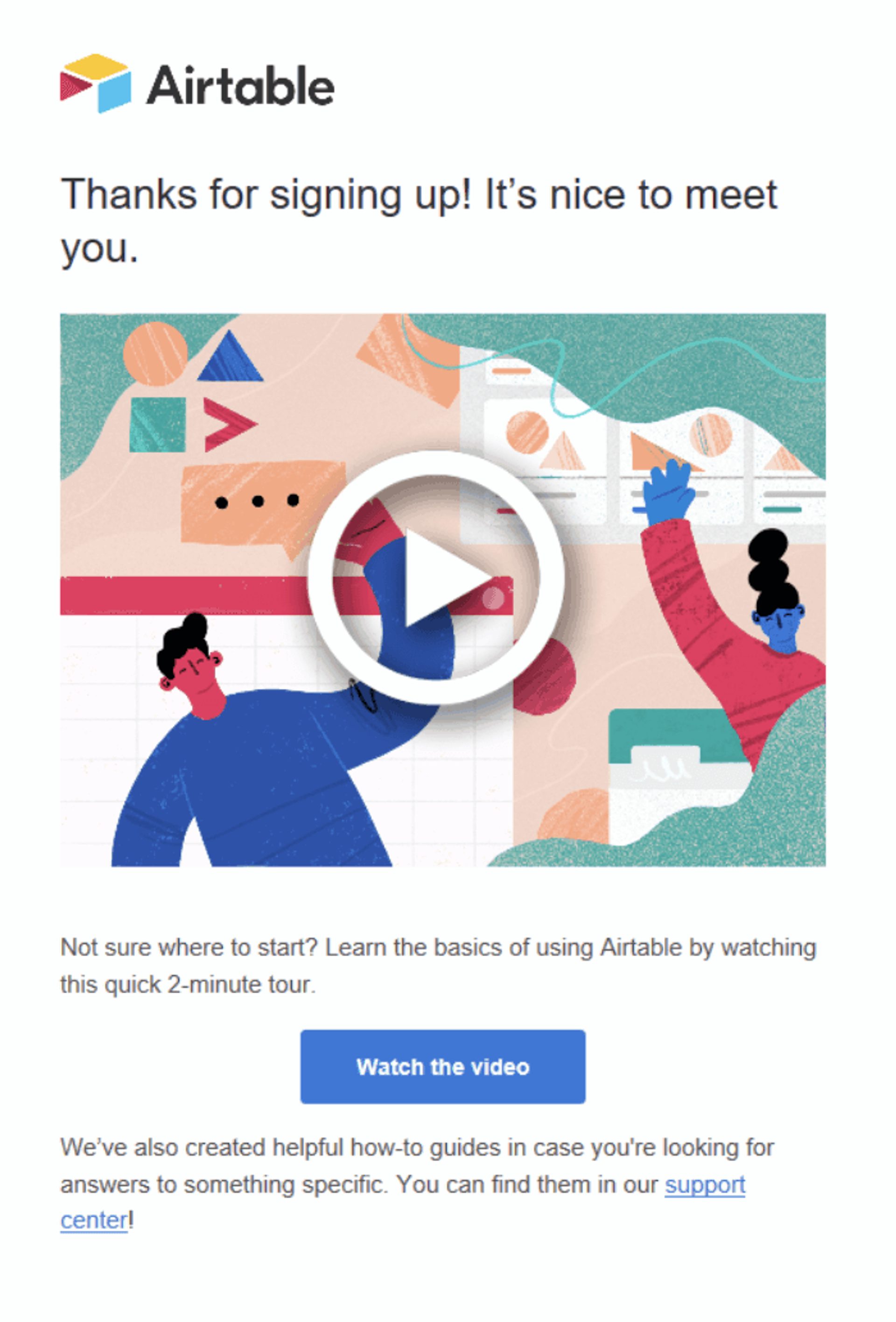 Airtable welcome email