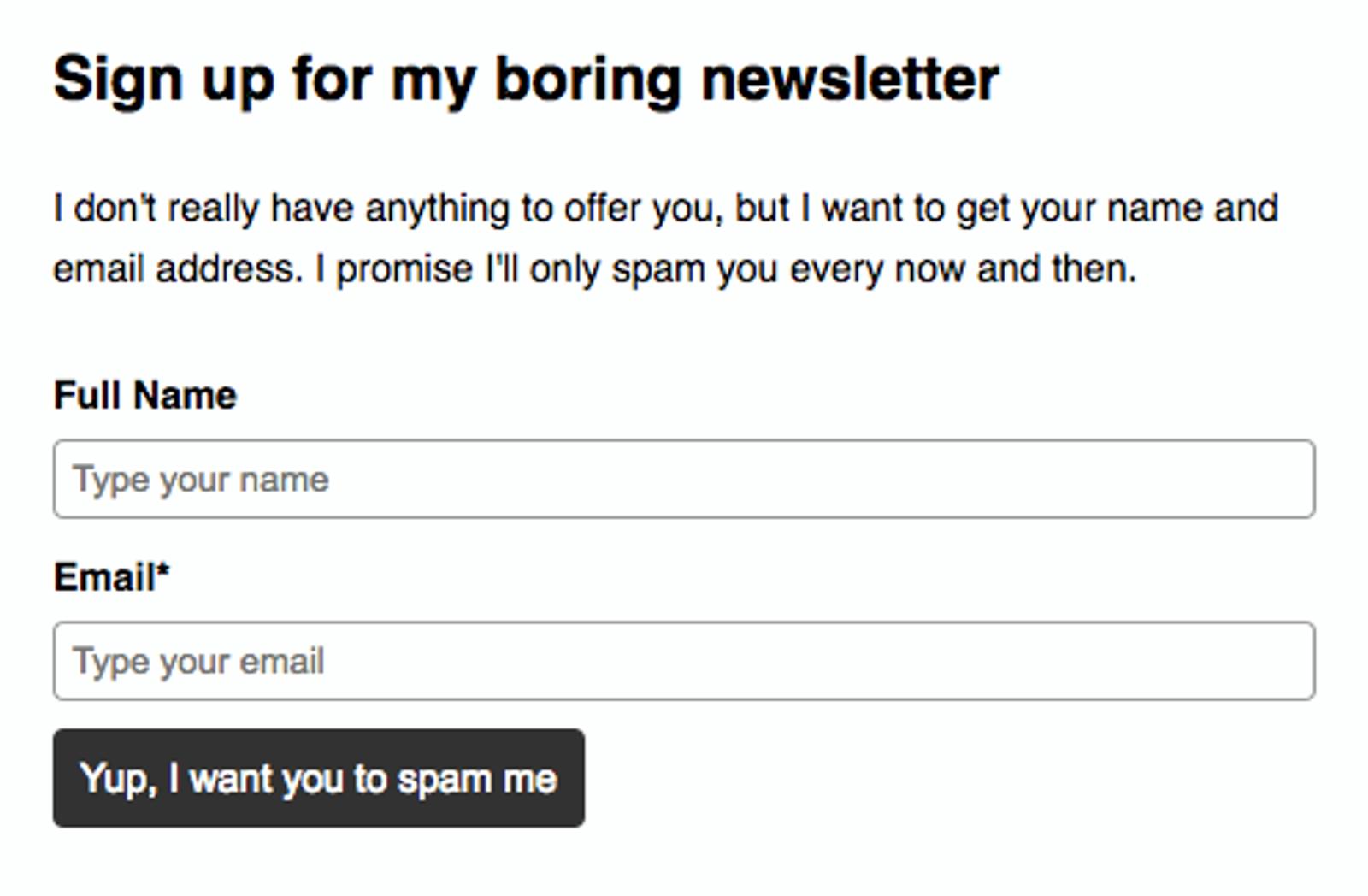 what most newsletter forms really say