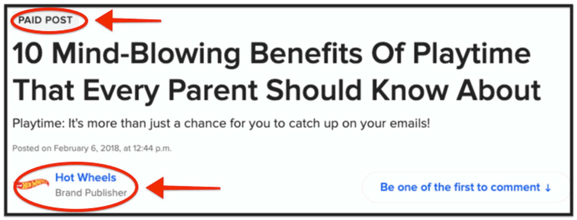 example of BuzzFeed Sponsored content listicle from Hot Wheels