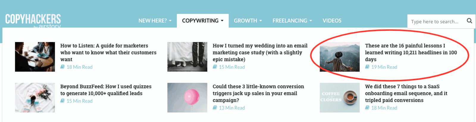 content marketing blog example