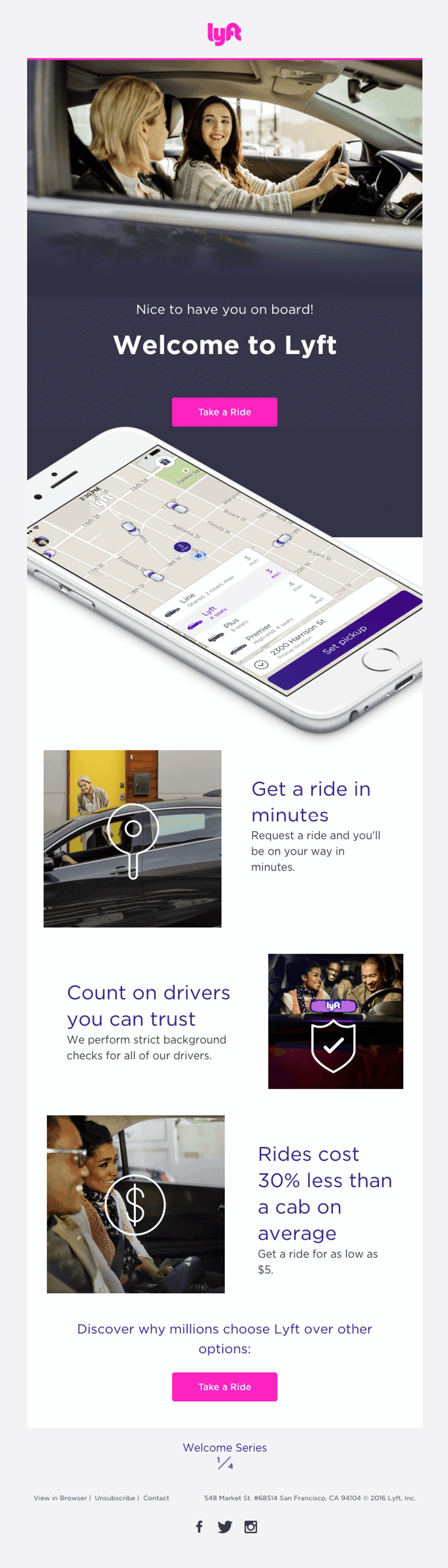 Screenshot of a Lyft email