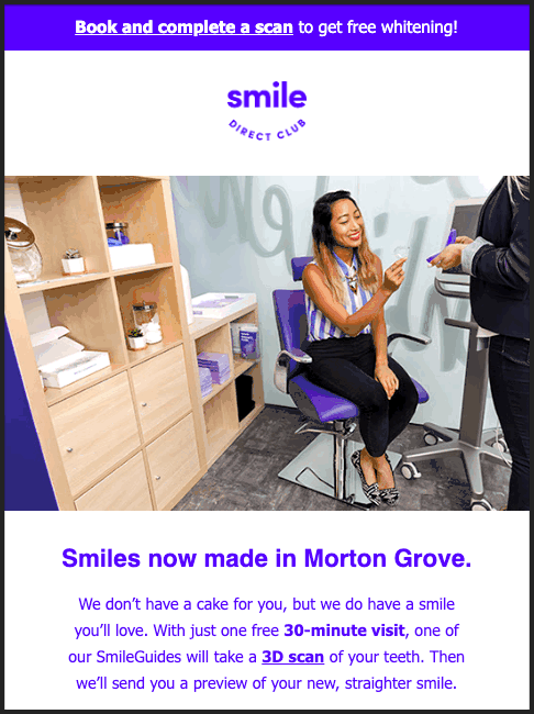 SmileDirectClub New location email newsletter design example