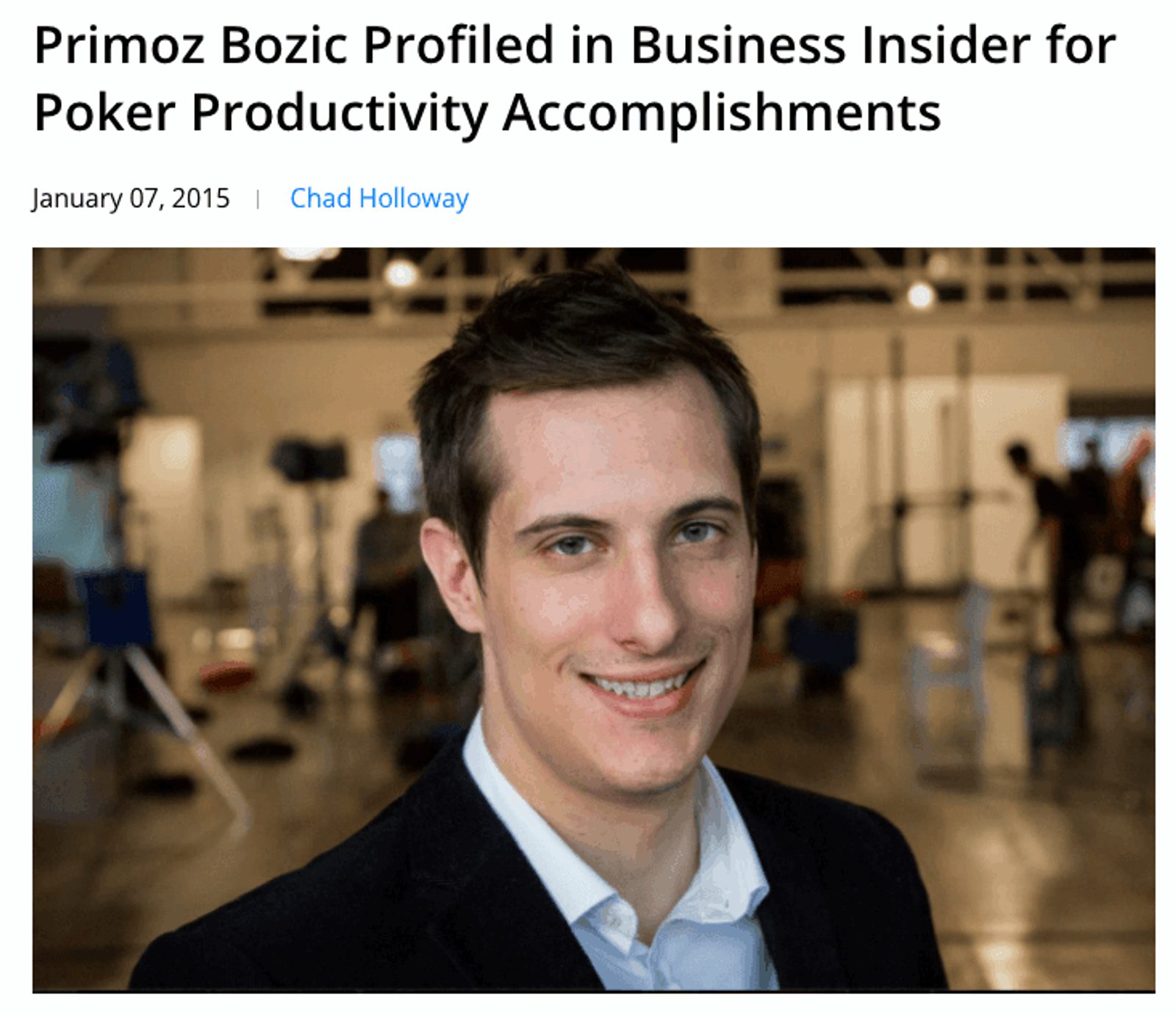 Primoz Bozic built a business on poker productivity