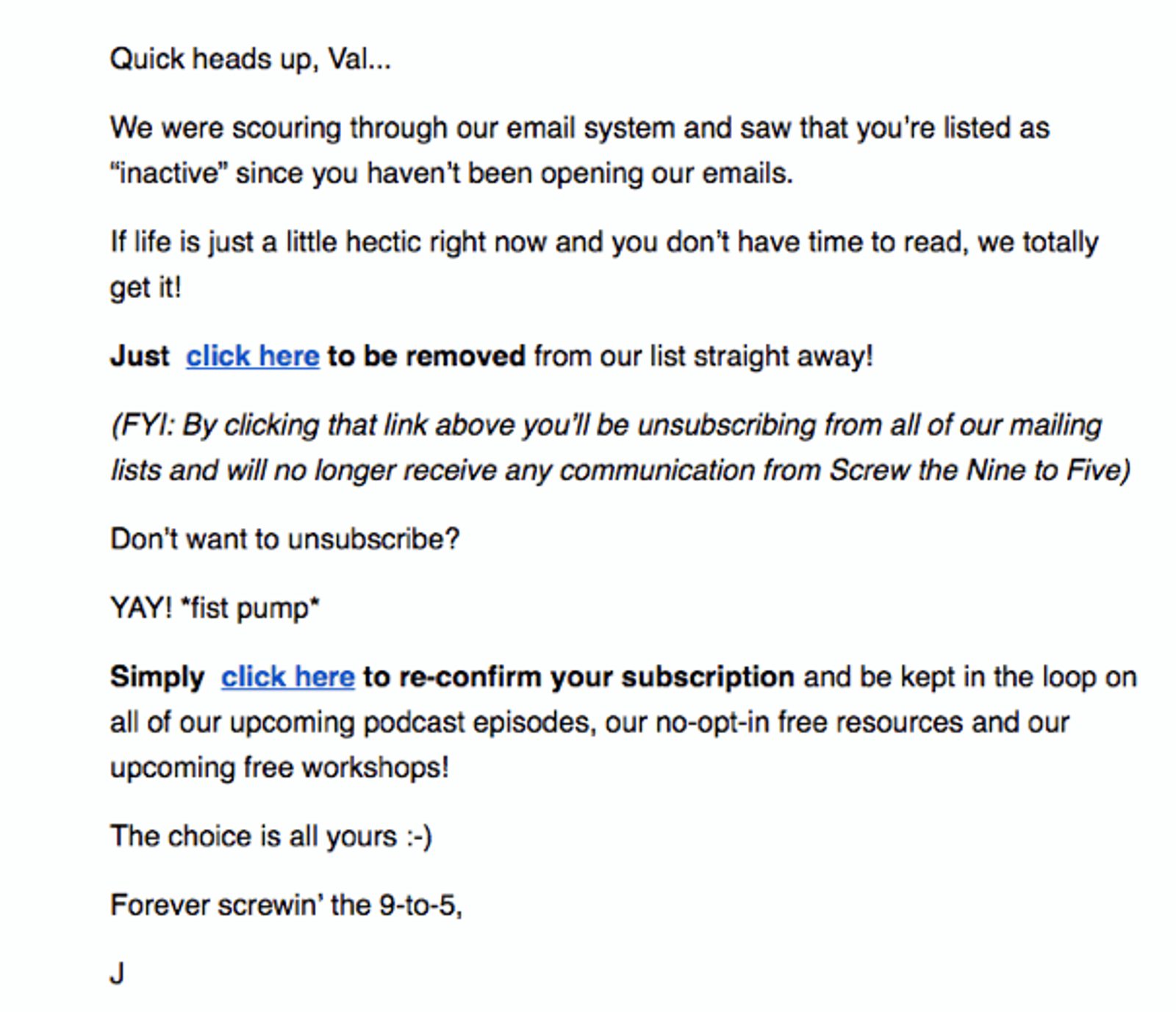 Second re-engagement email in a series