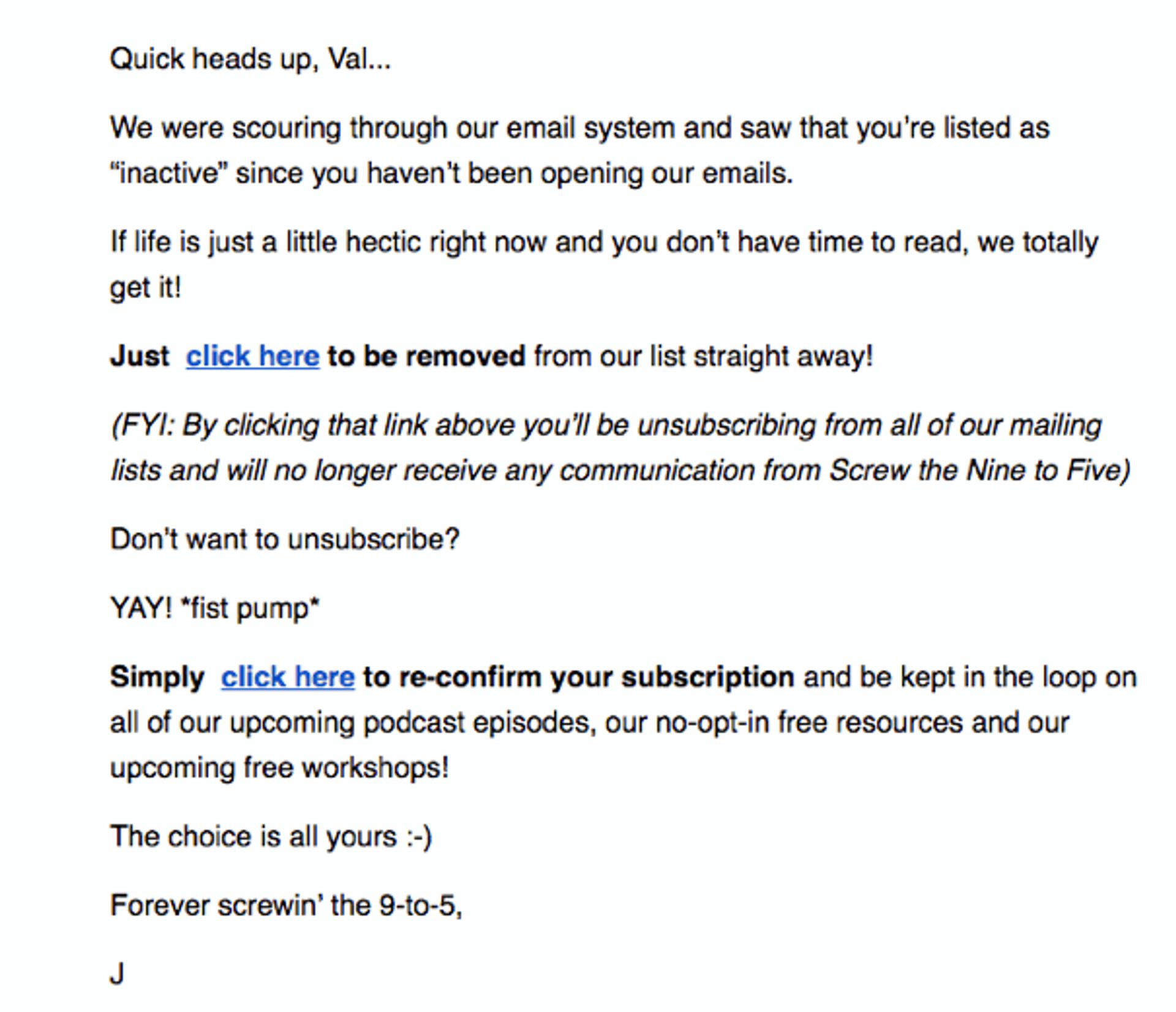 Second re-engagement email in a series
