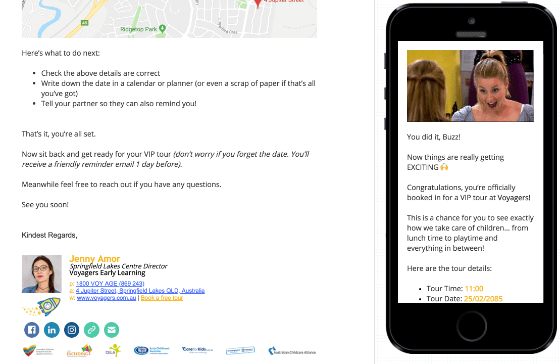 tour confirmed email