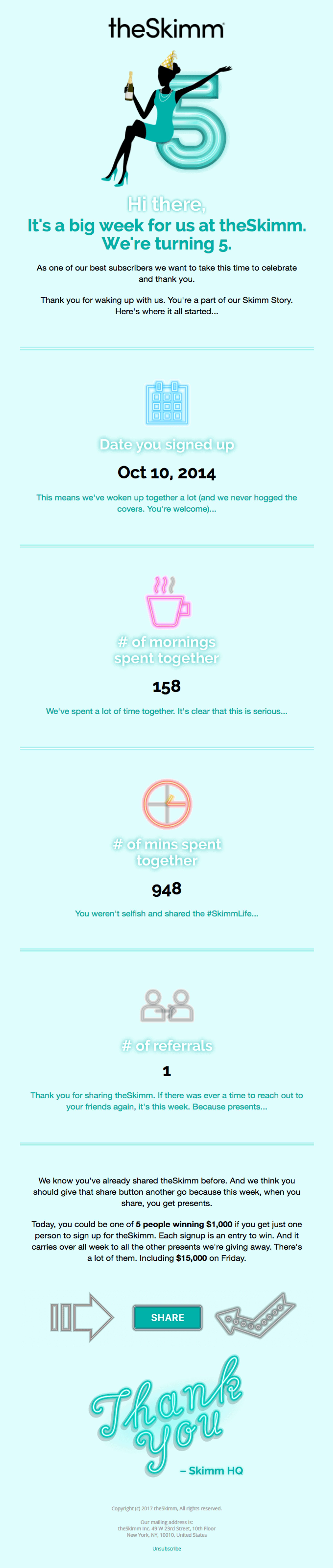 Email de The Skimm como ejemplo de tipos de email marketing