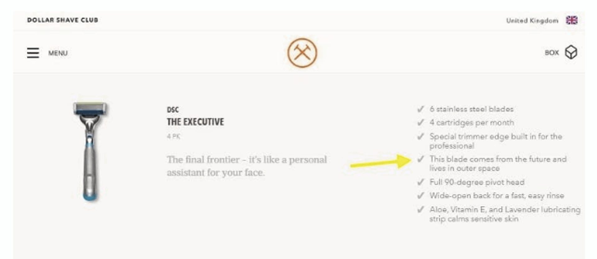 dollar shave club microcopy
