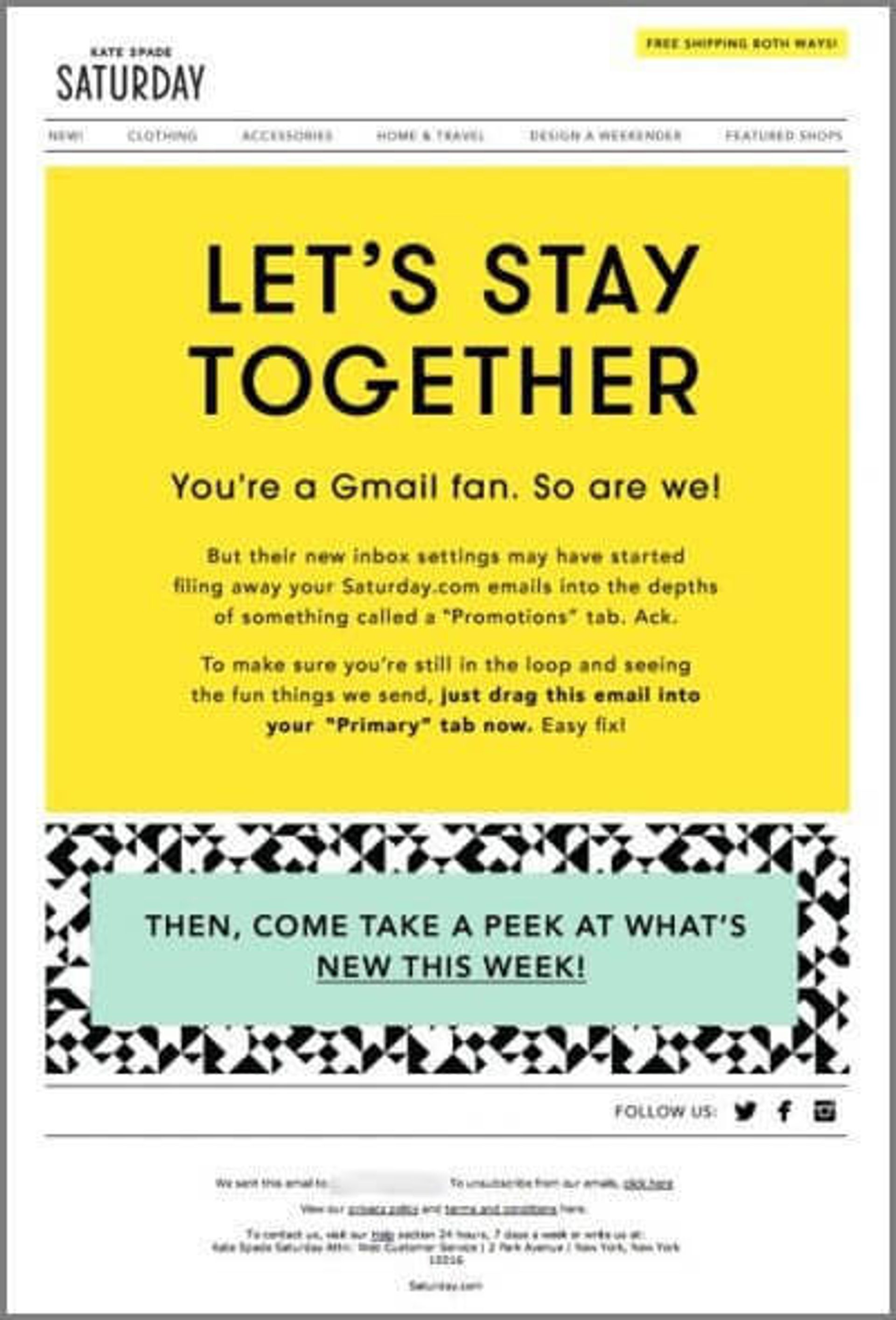 Kate Spade re-engagement email