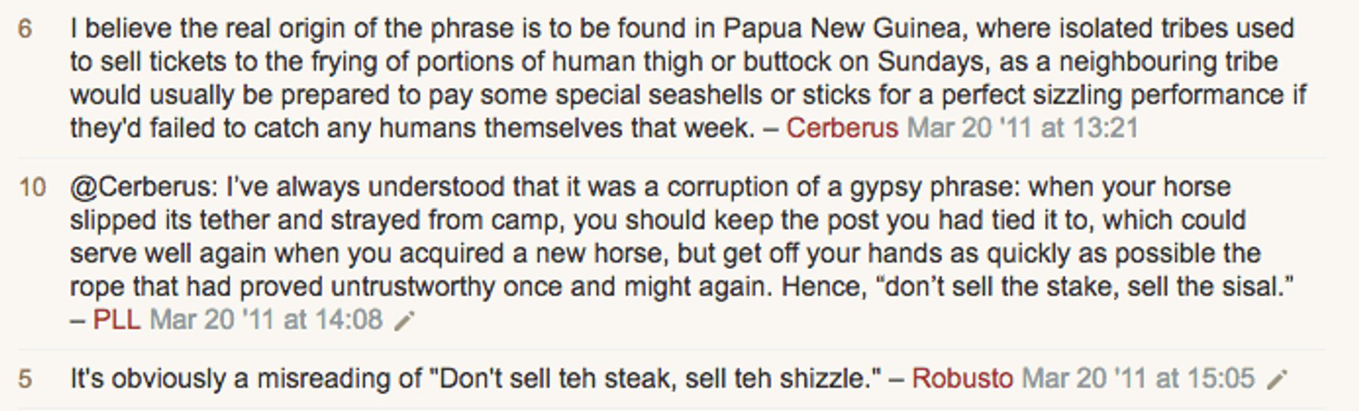 Origin of sell the steak not the sizzle