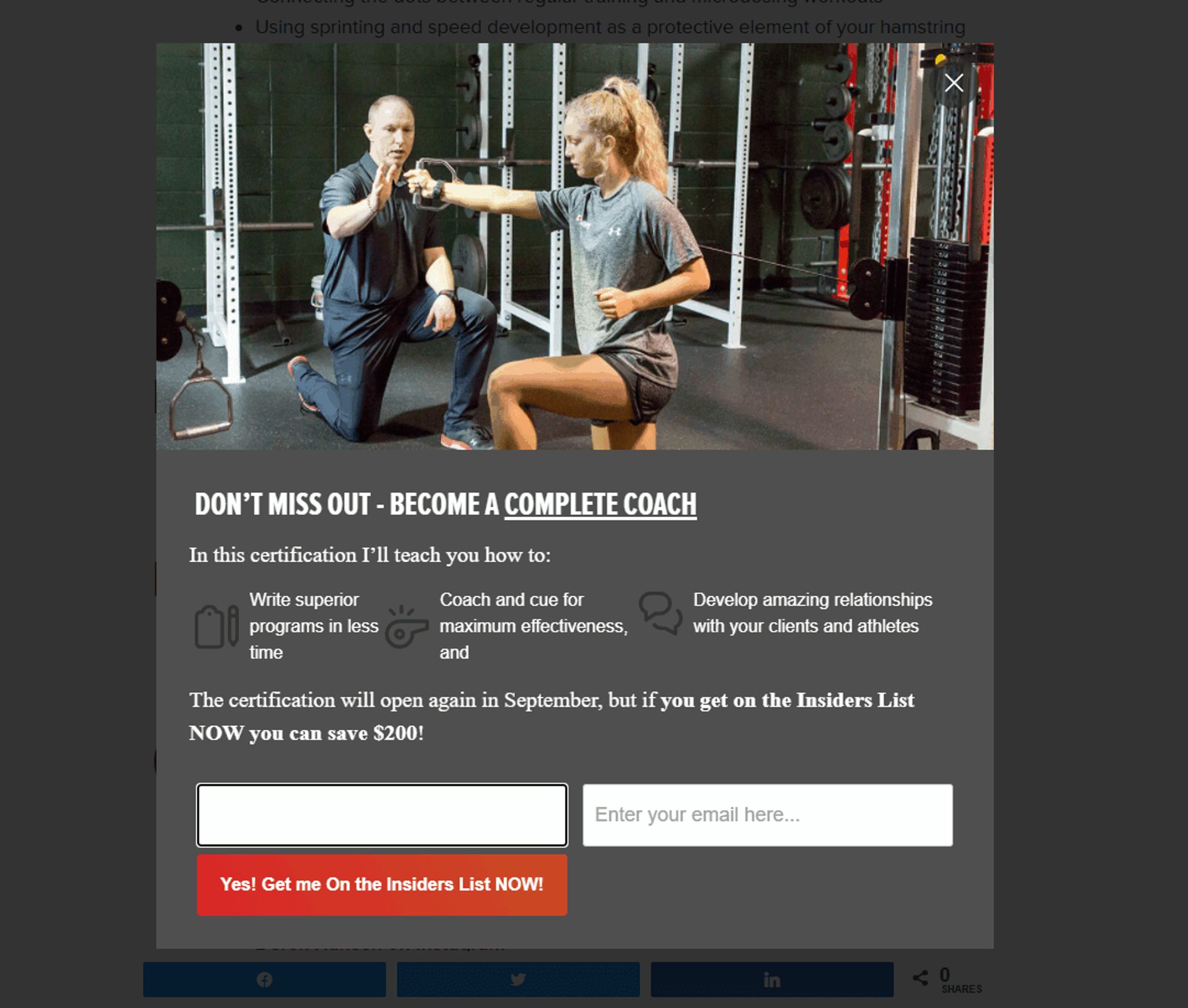 Robertson Training Systems email popup examples