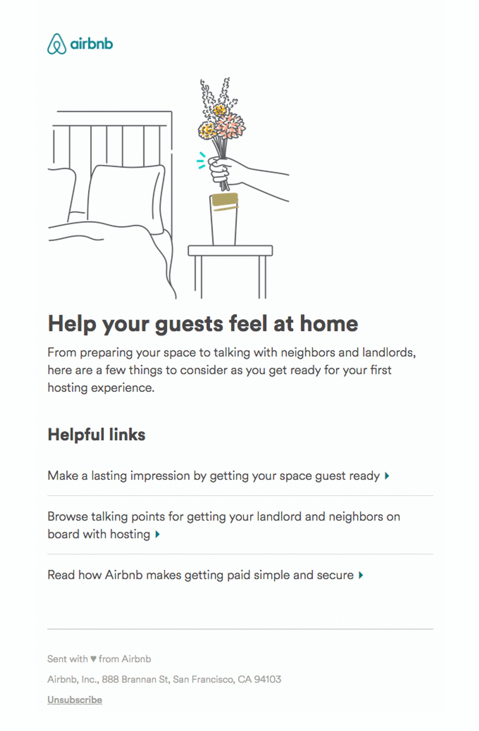 Airbnb welcome email