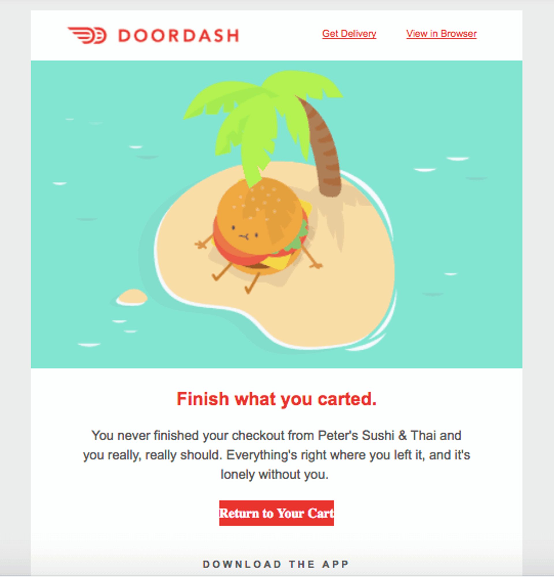 cart abandonment email example