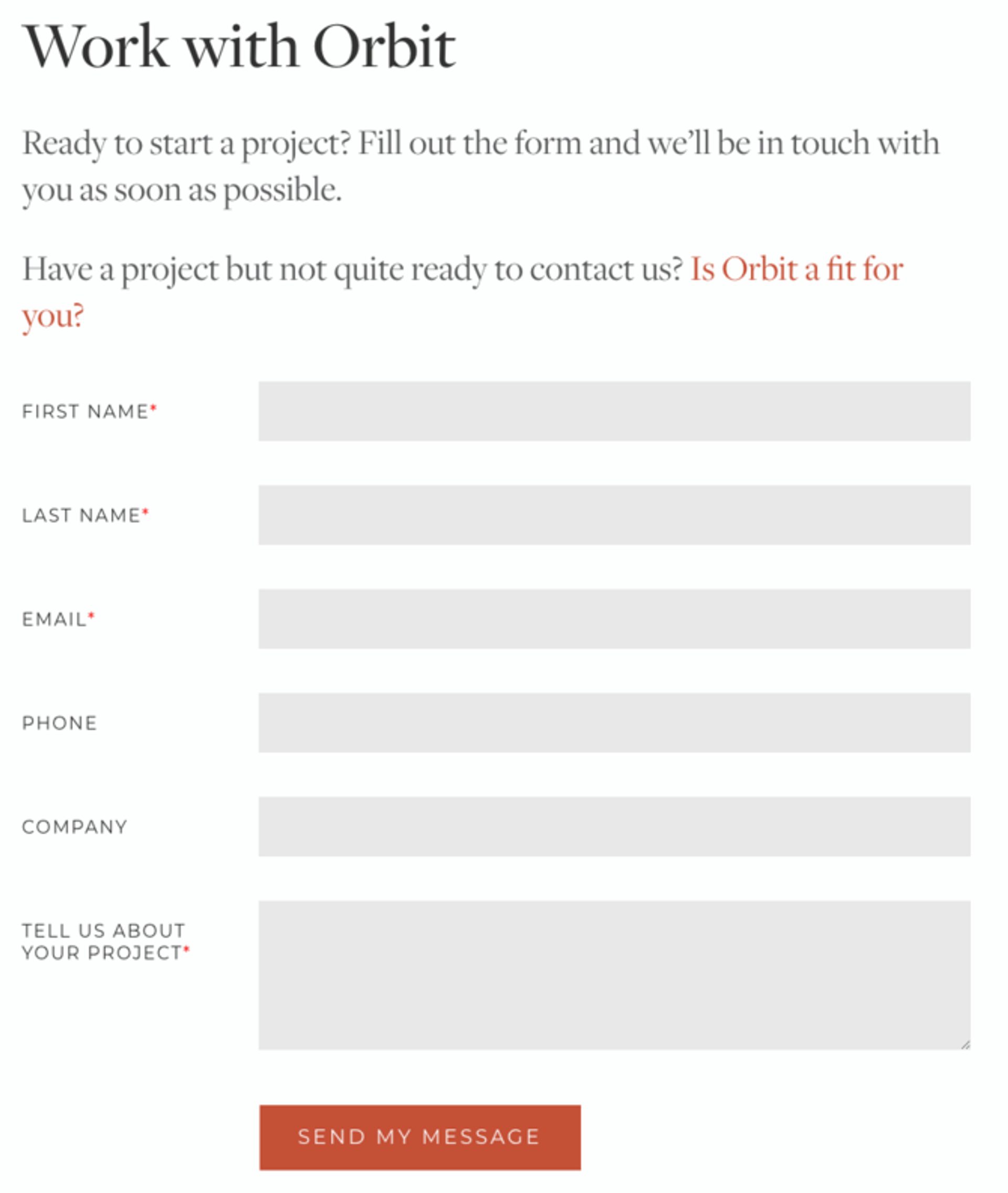 Orbit Media contact page