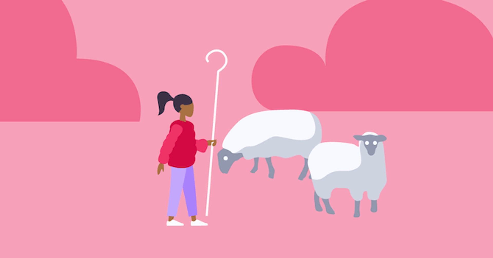 Mulher pastoreando ovelhas