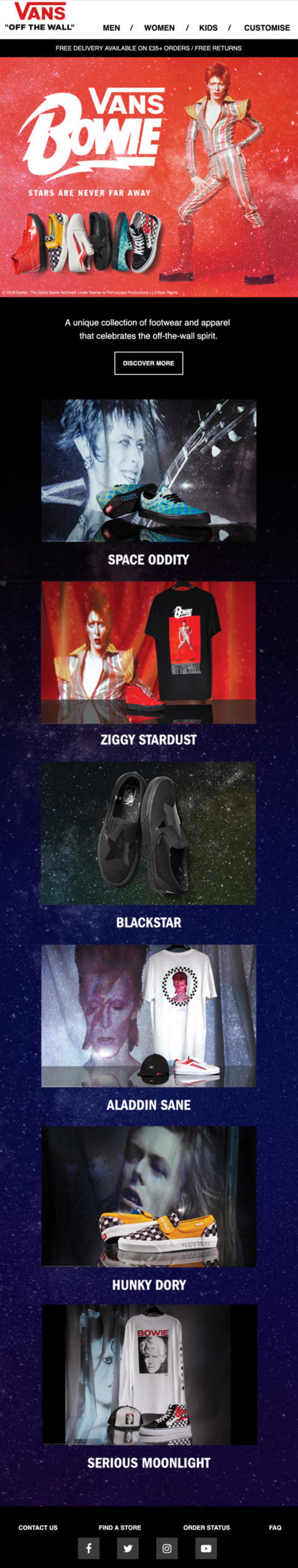 2. E-Mail vor der Einführung für die Zusammenarbeit von Vans und David Bowie