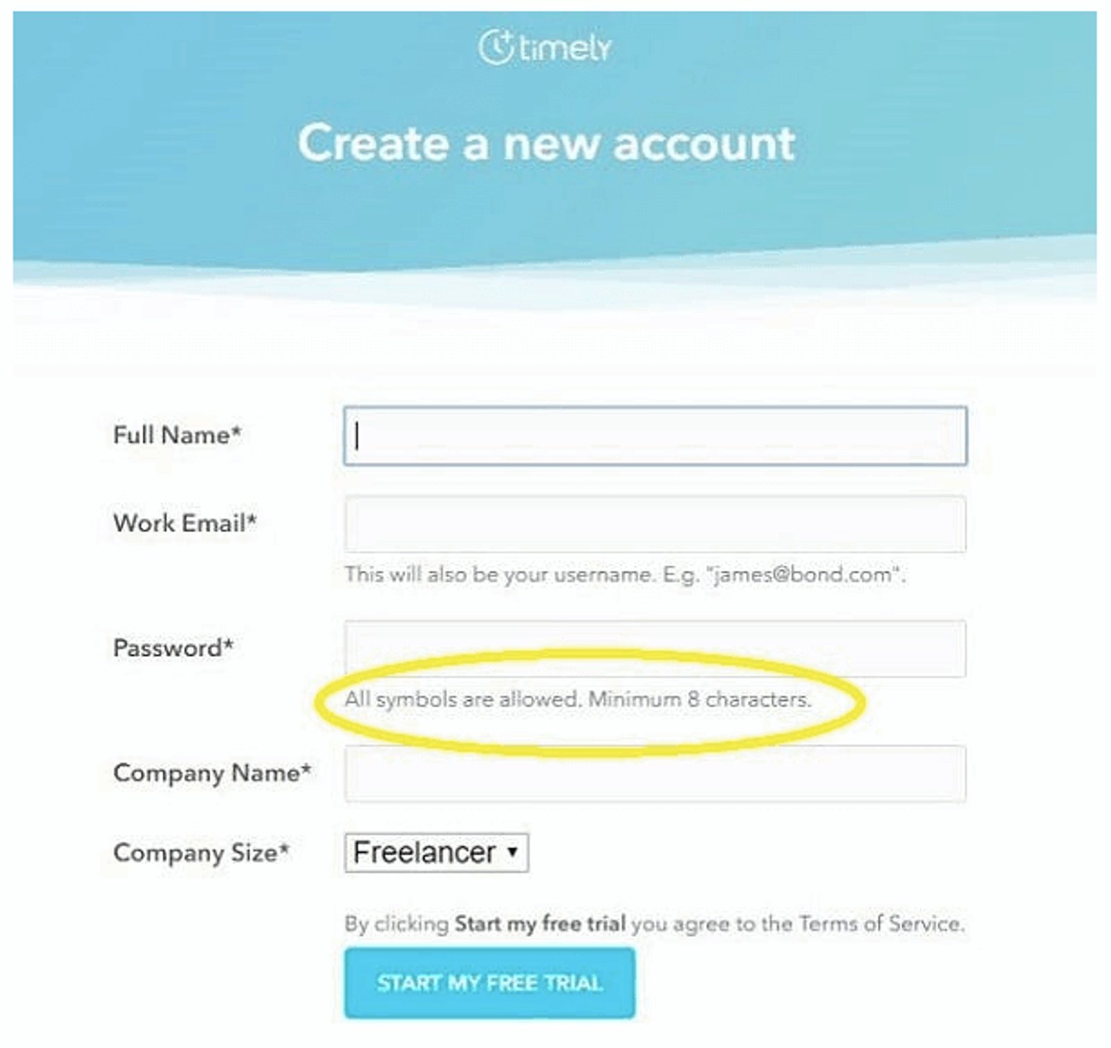 timely microcopy example