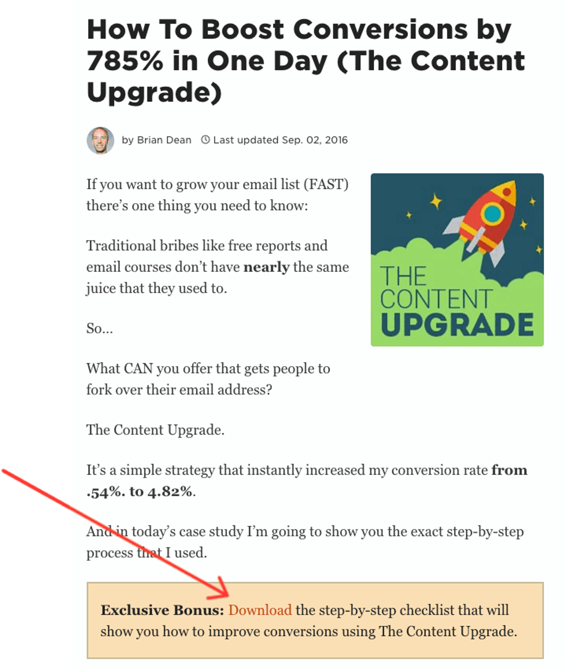 brian dean content upgrade