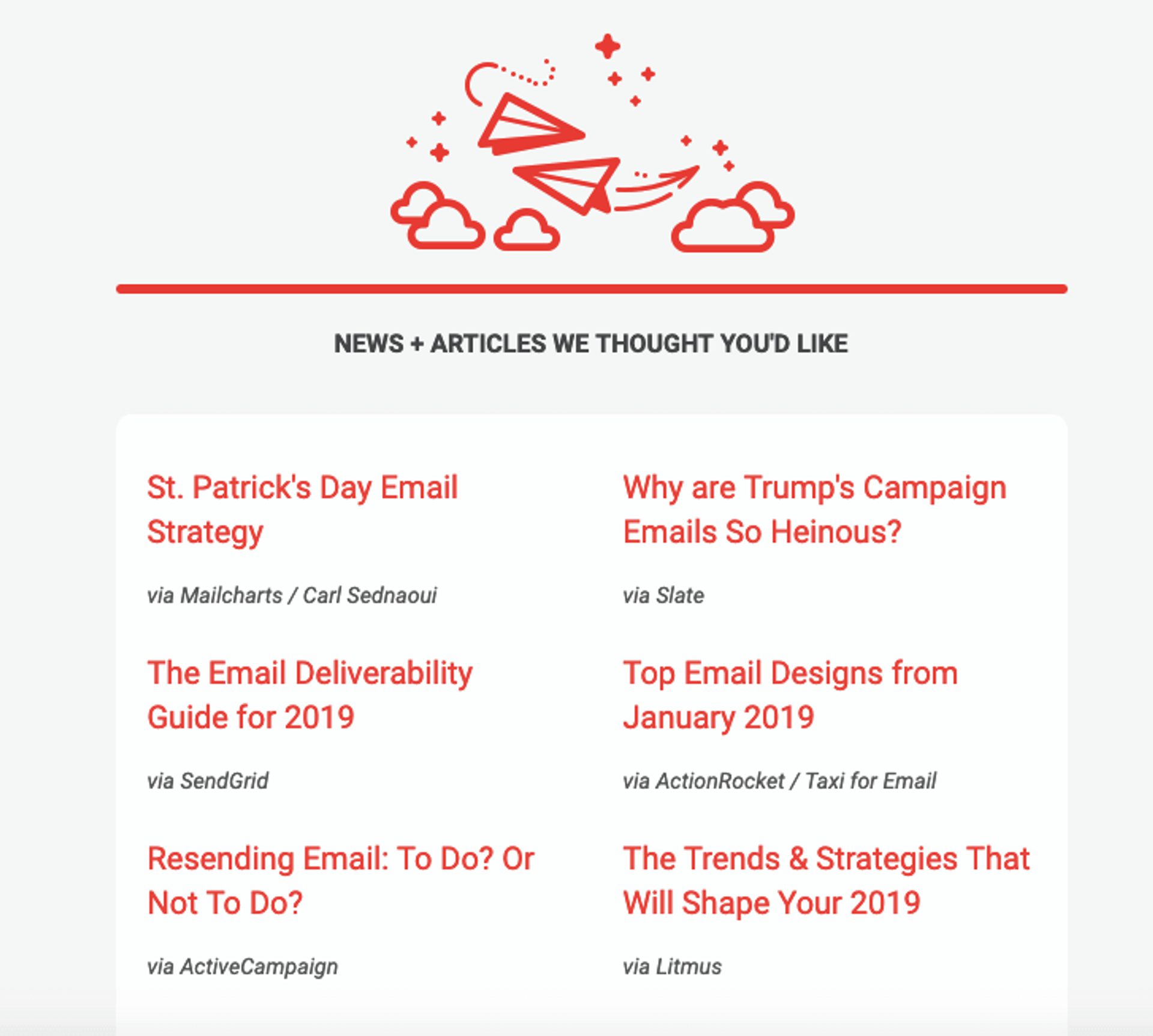 Screenshot of a Really Good Emails email