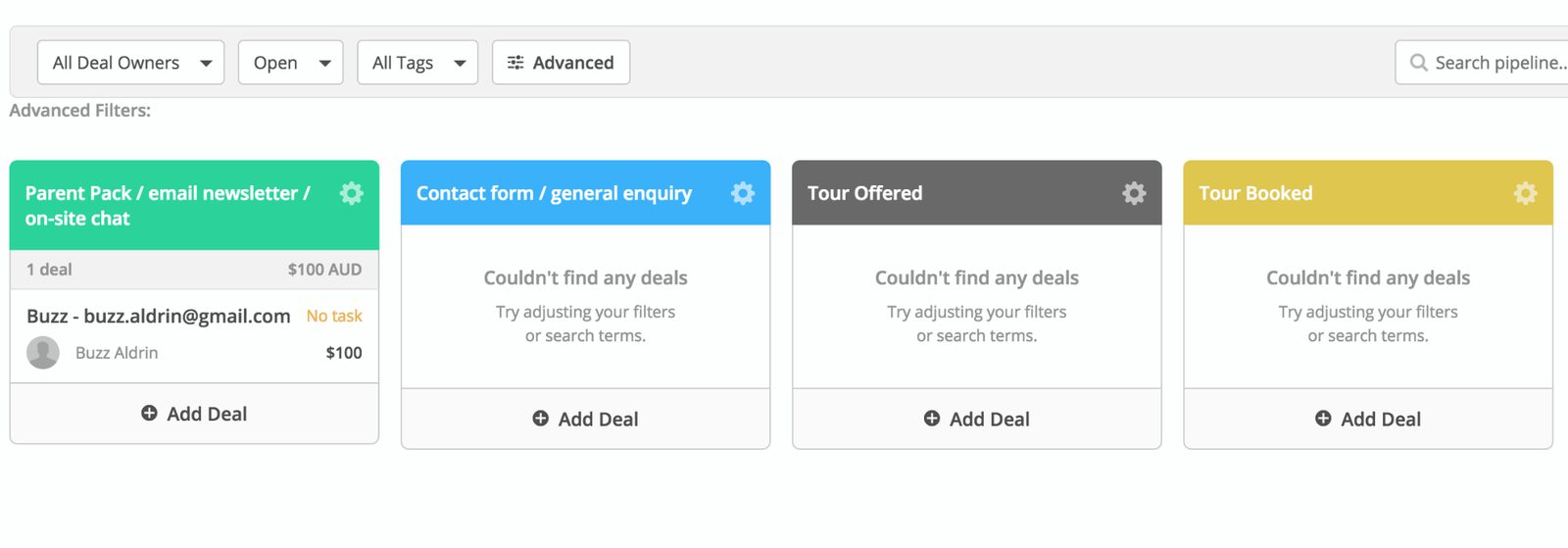 tour confirmed deal stage