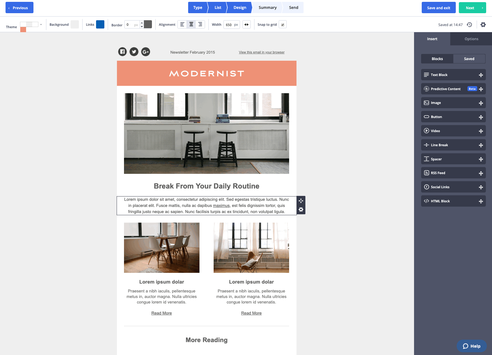 Beispiel für das Erstellen einer personalisierten E-Mail mit Predictive Content in ActiveCampaign.