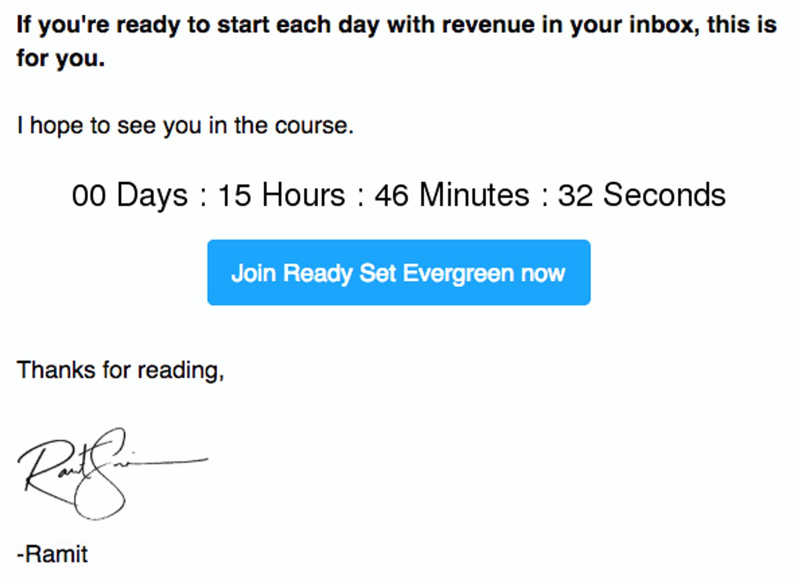 ready set evergreen email