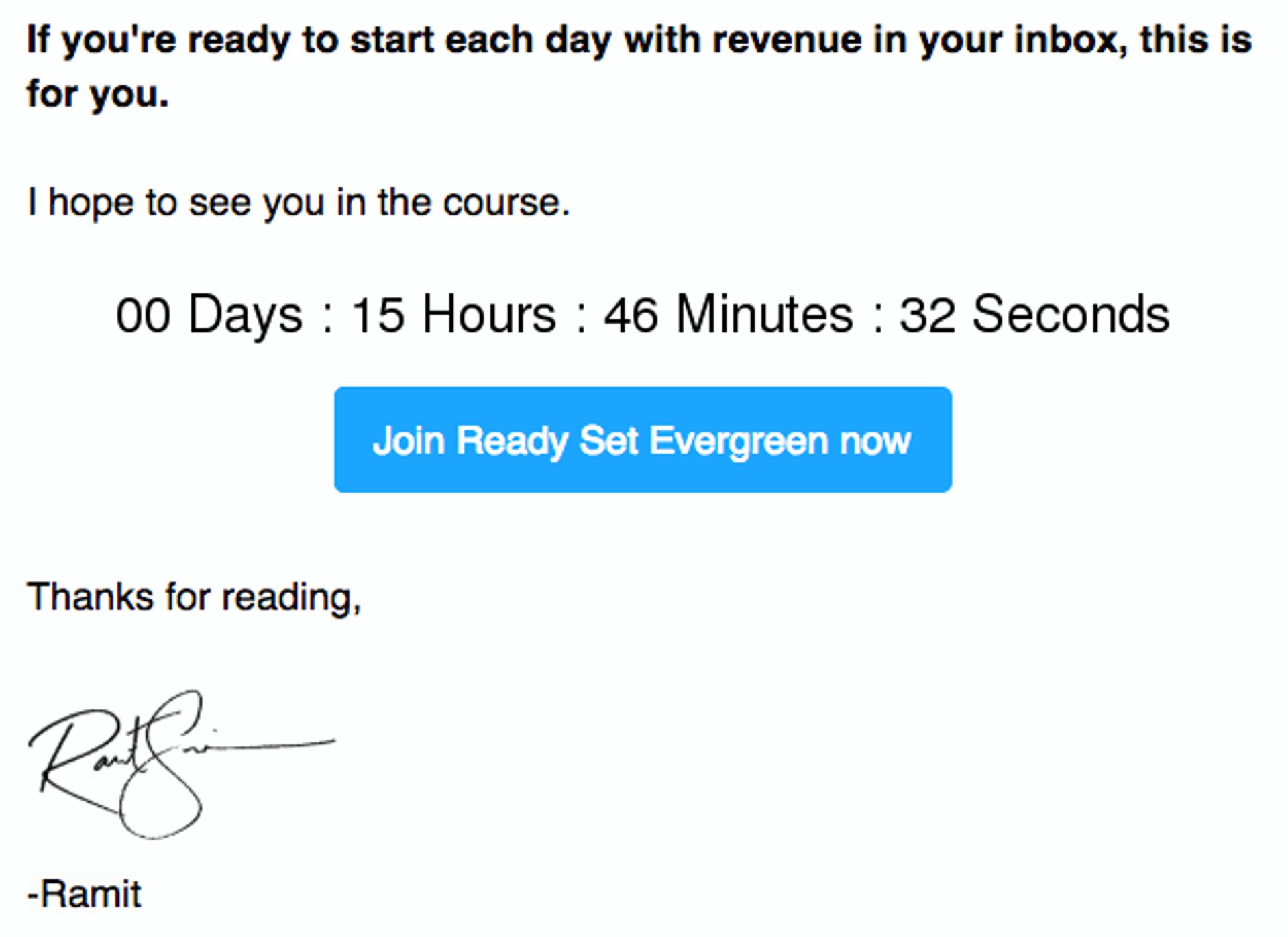 ready set evergreen email