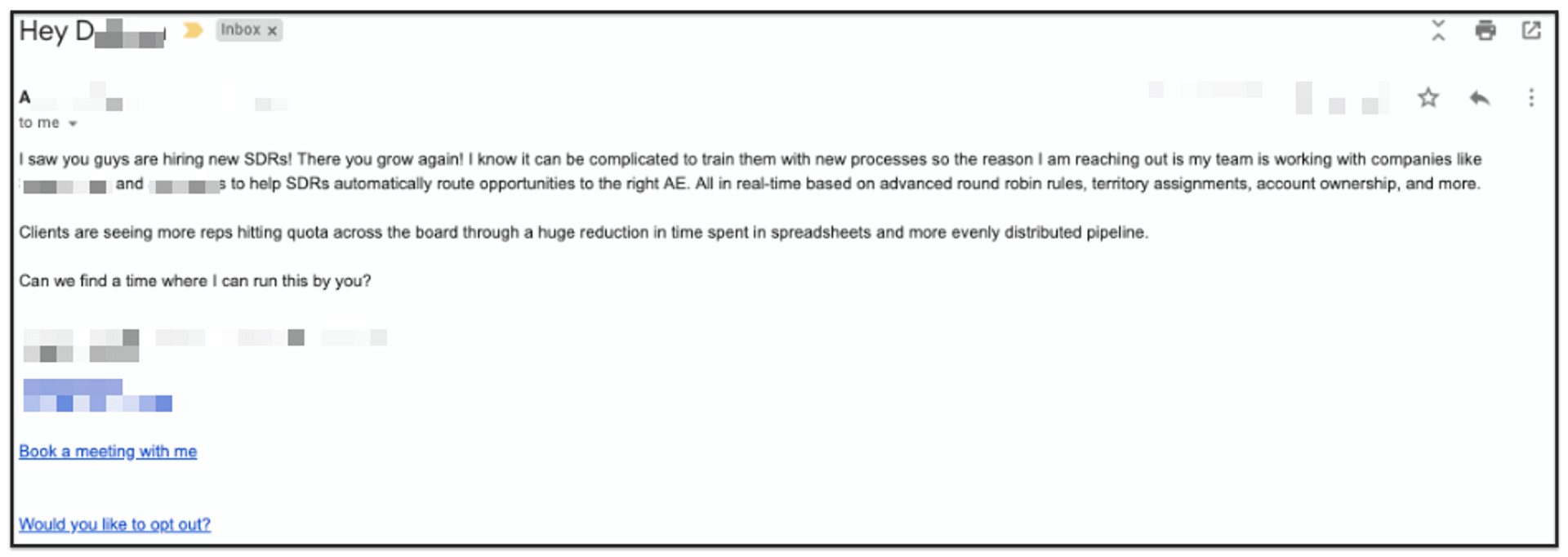 Cold sales email help