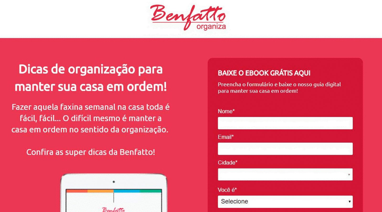 landing page exemplos benfatto