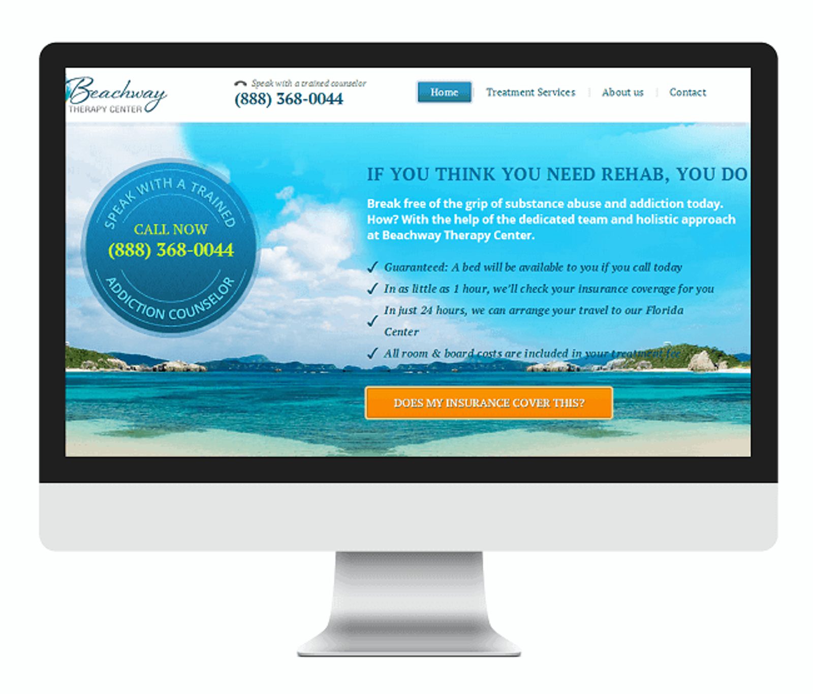 Website screenshot on an iMac screen