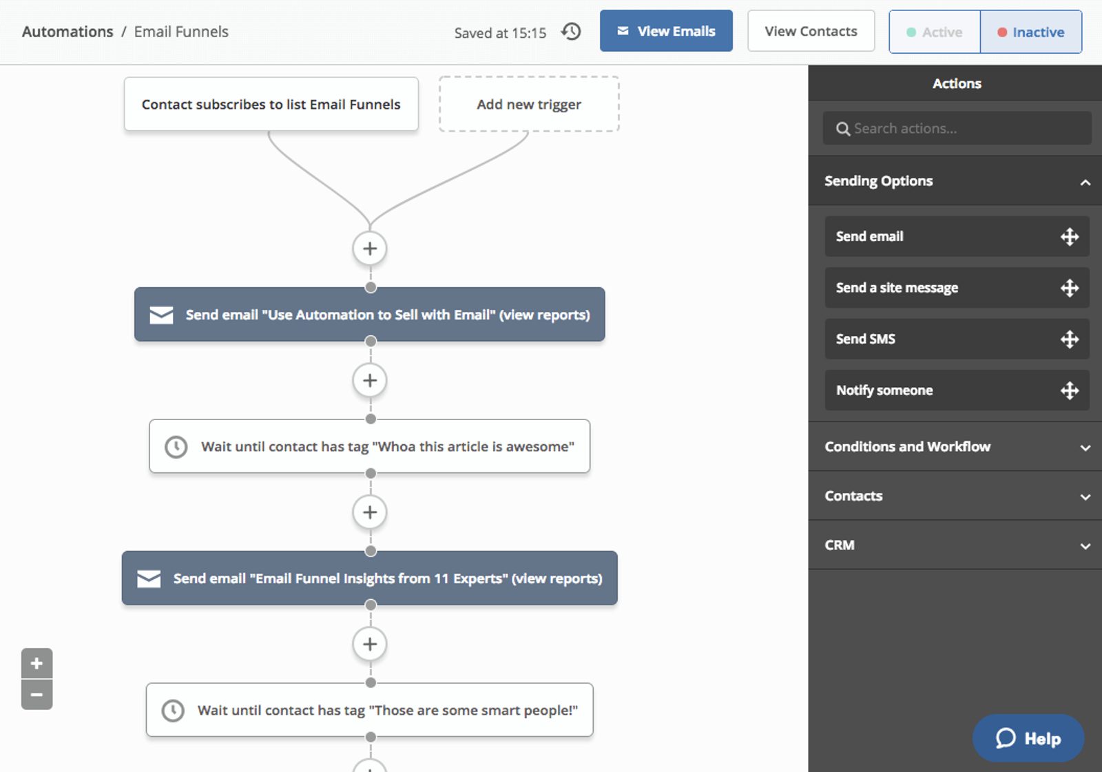 An example of an email funnel