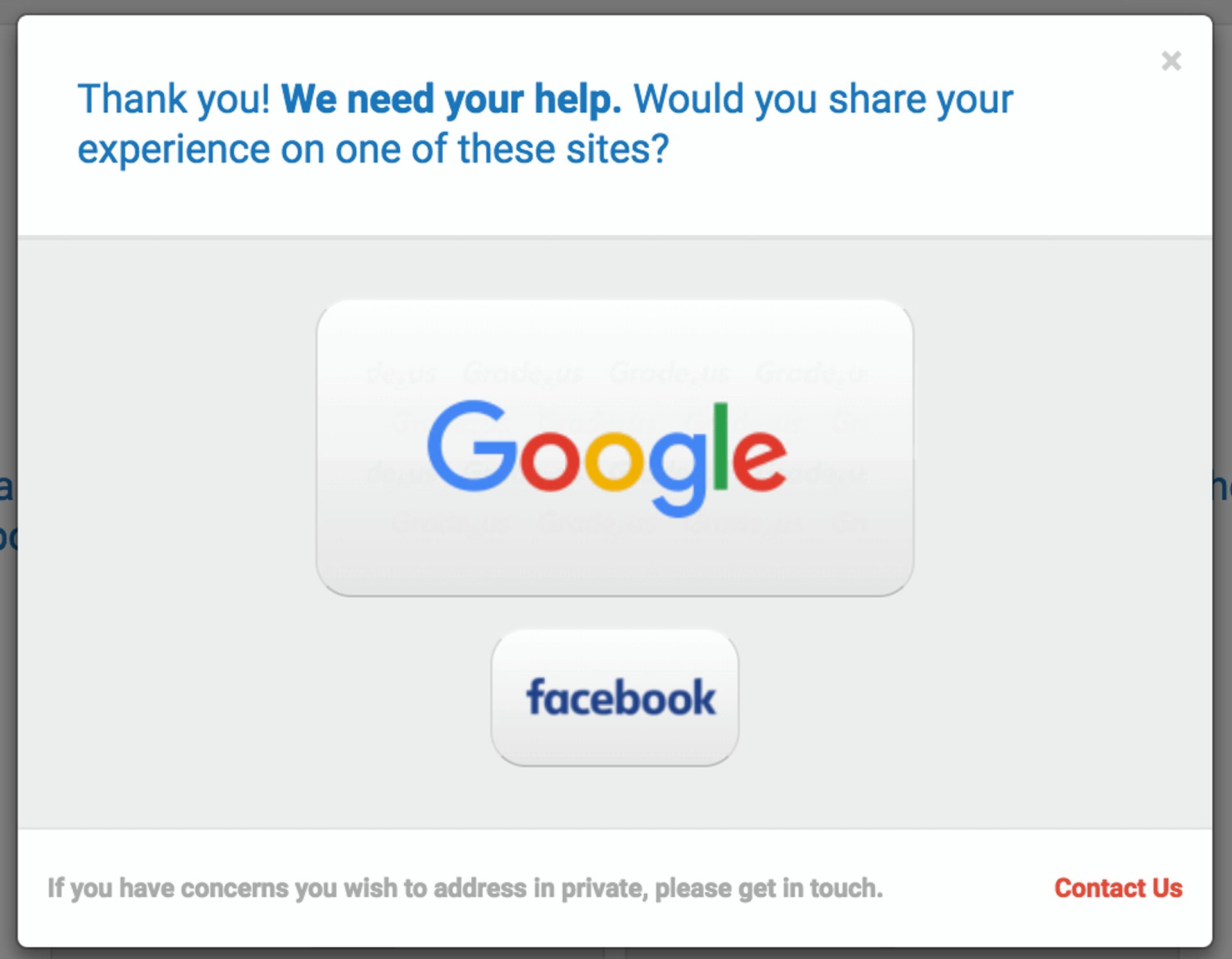 ask for reviews on Google or Facebook