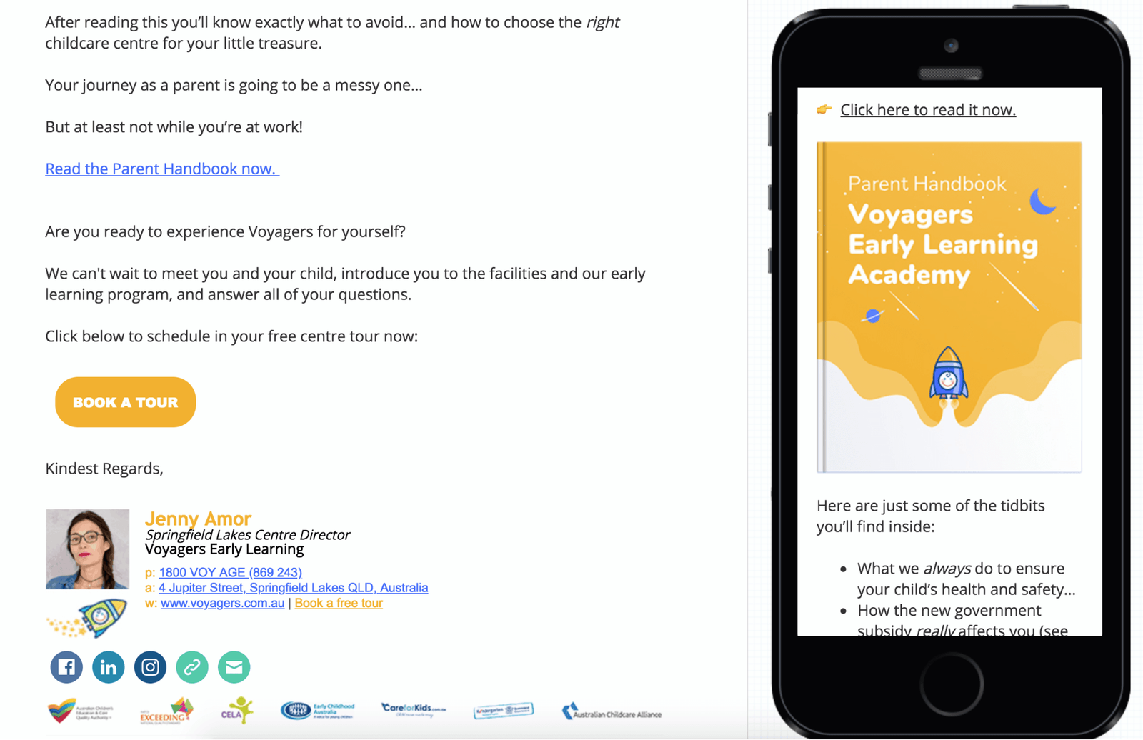 Email that gives people the parent handbook