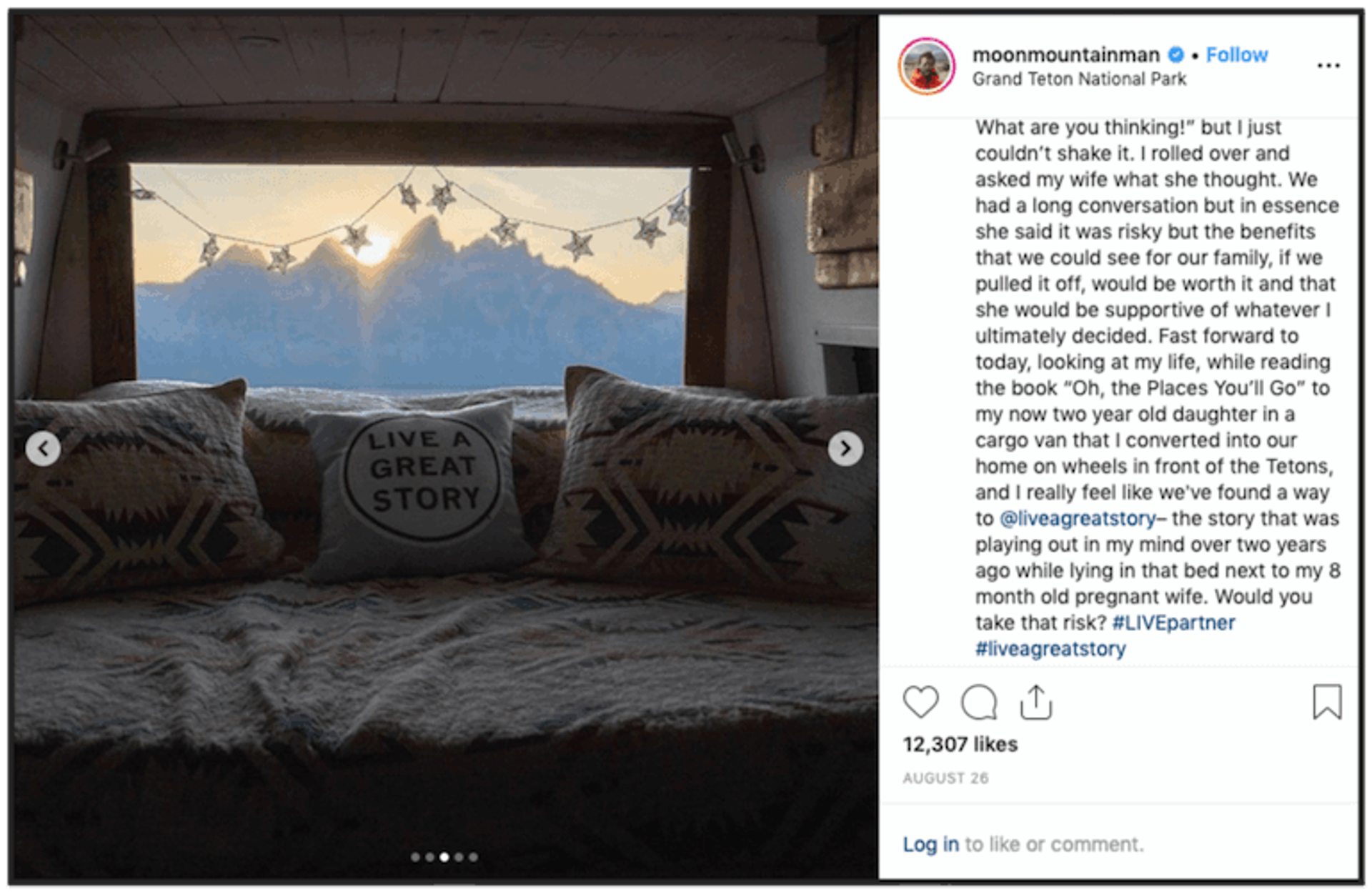 example of moonmountain sponsored instagram post