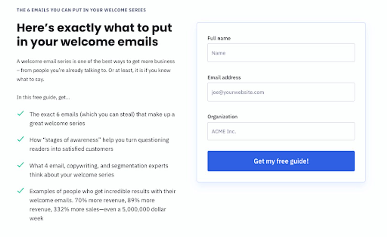 Lead magnet landing page